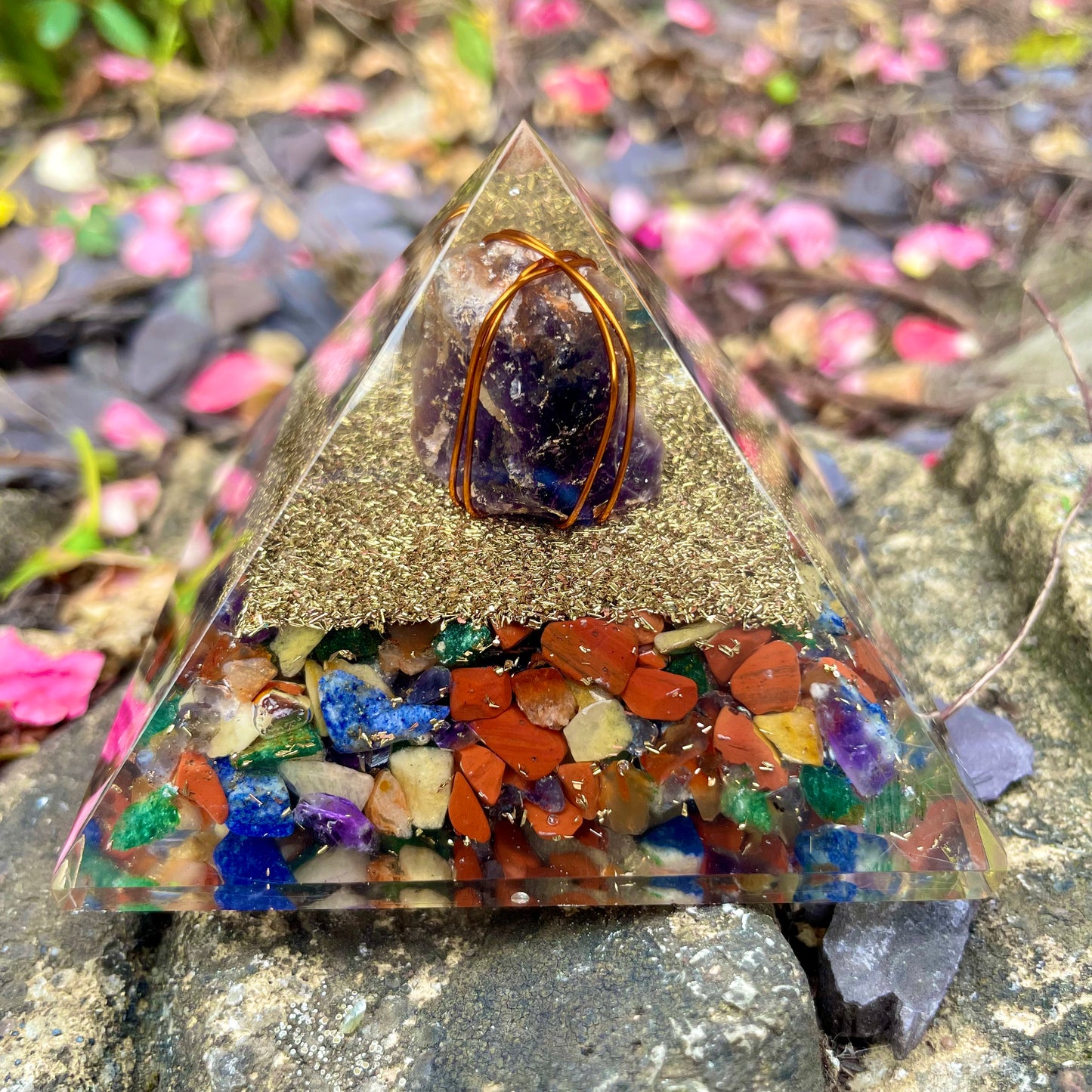 Amethyst Chakra Orgonite Pyramid