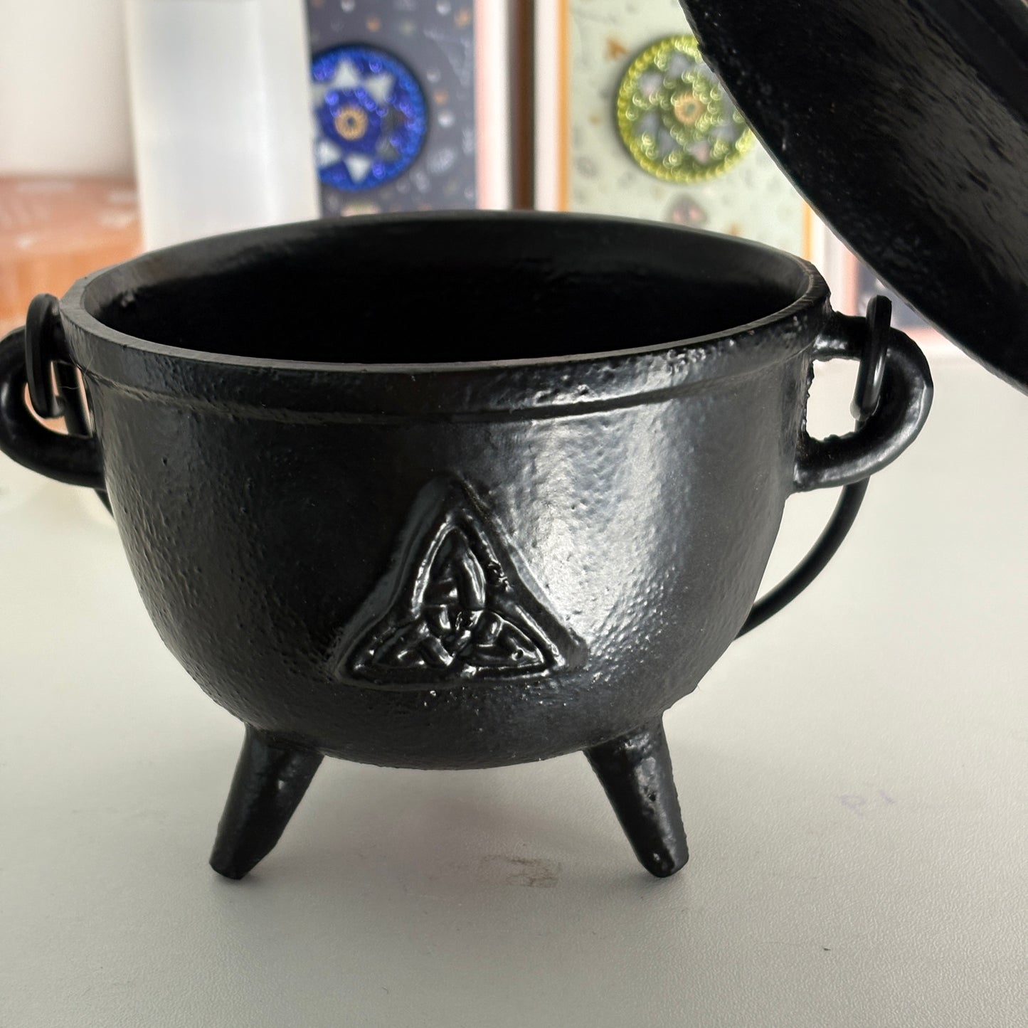 Large Cast Iron Triquetra Cauldron
