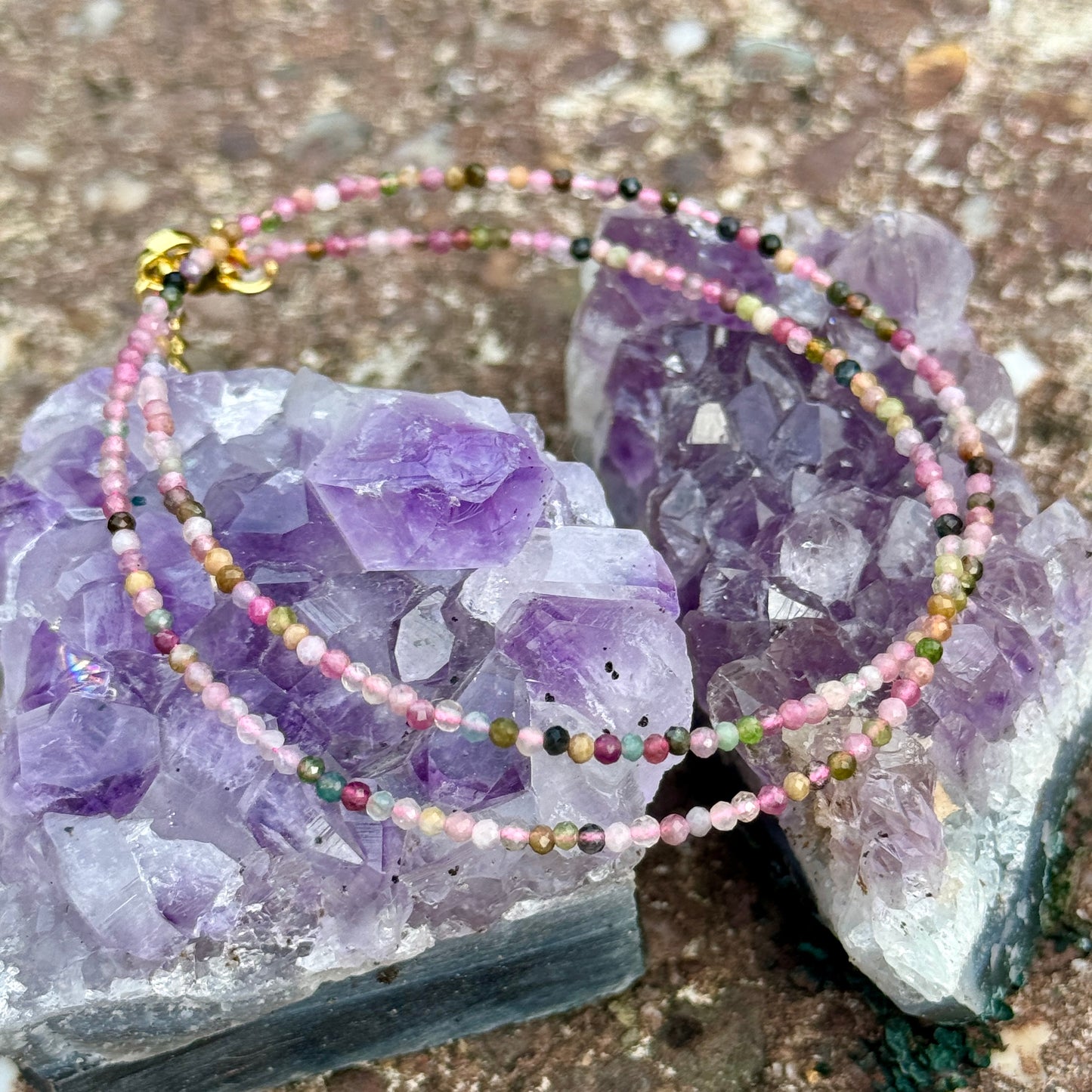 Mixed Tourmaline Beaded Choker Necklace