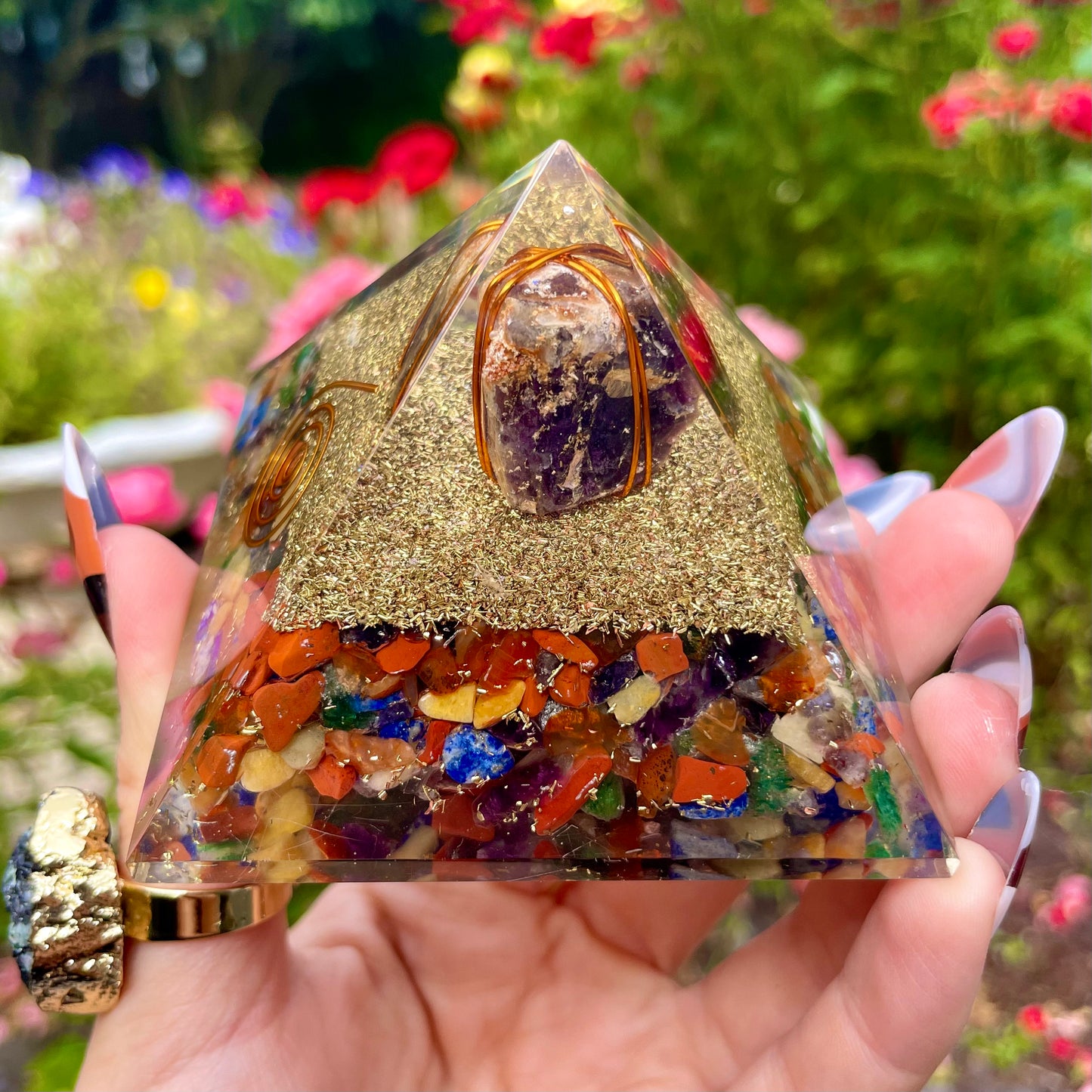 Amethyst Chakra Orgonite Pyramid