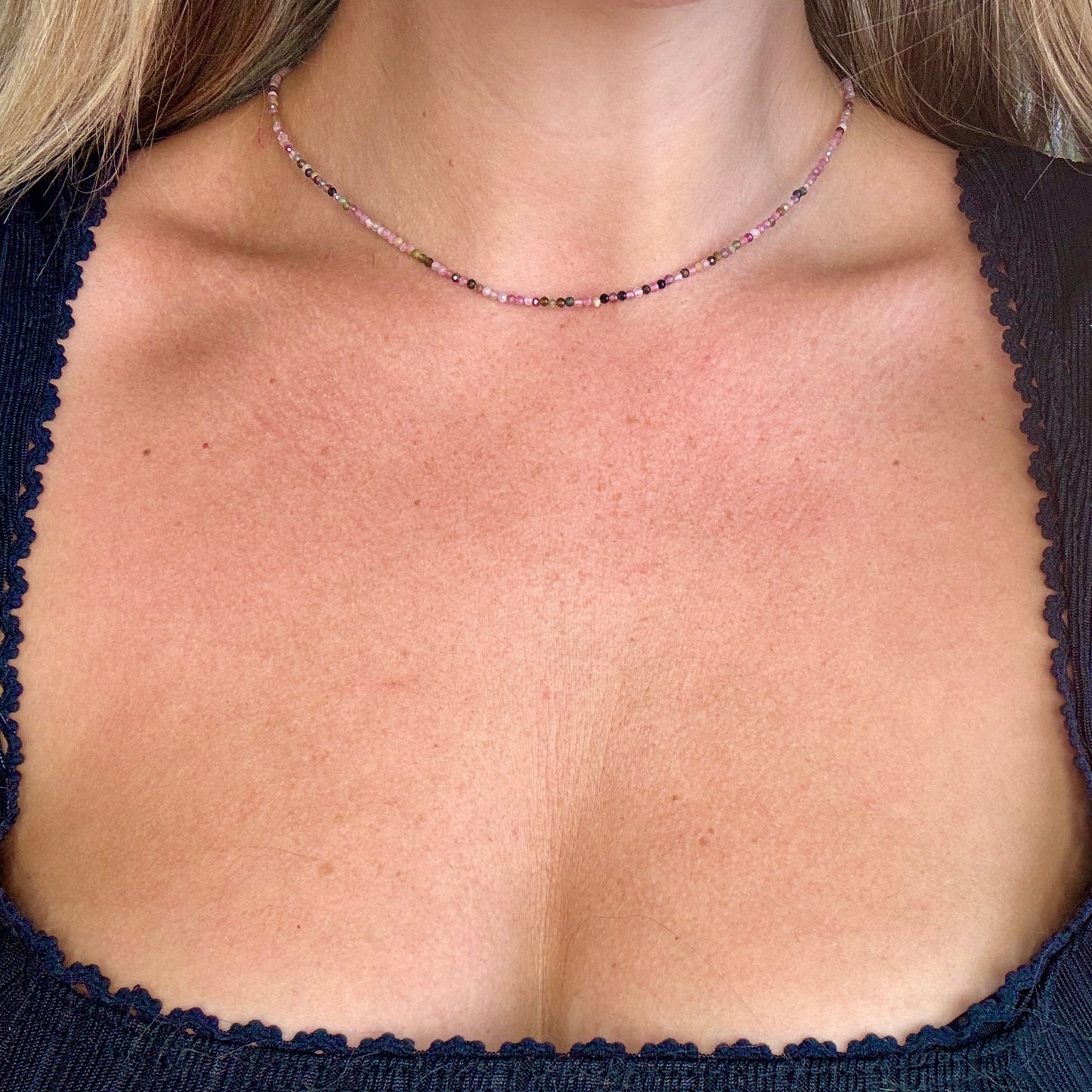 Mixed Tourmaline Beaded Choker Necklace