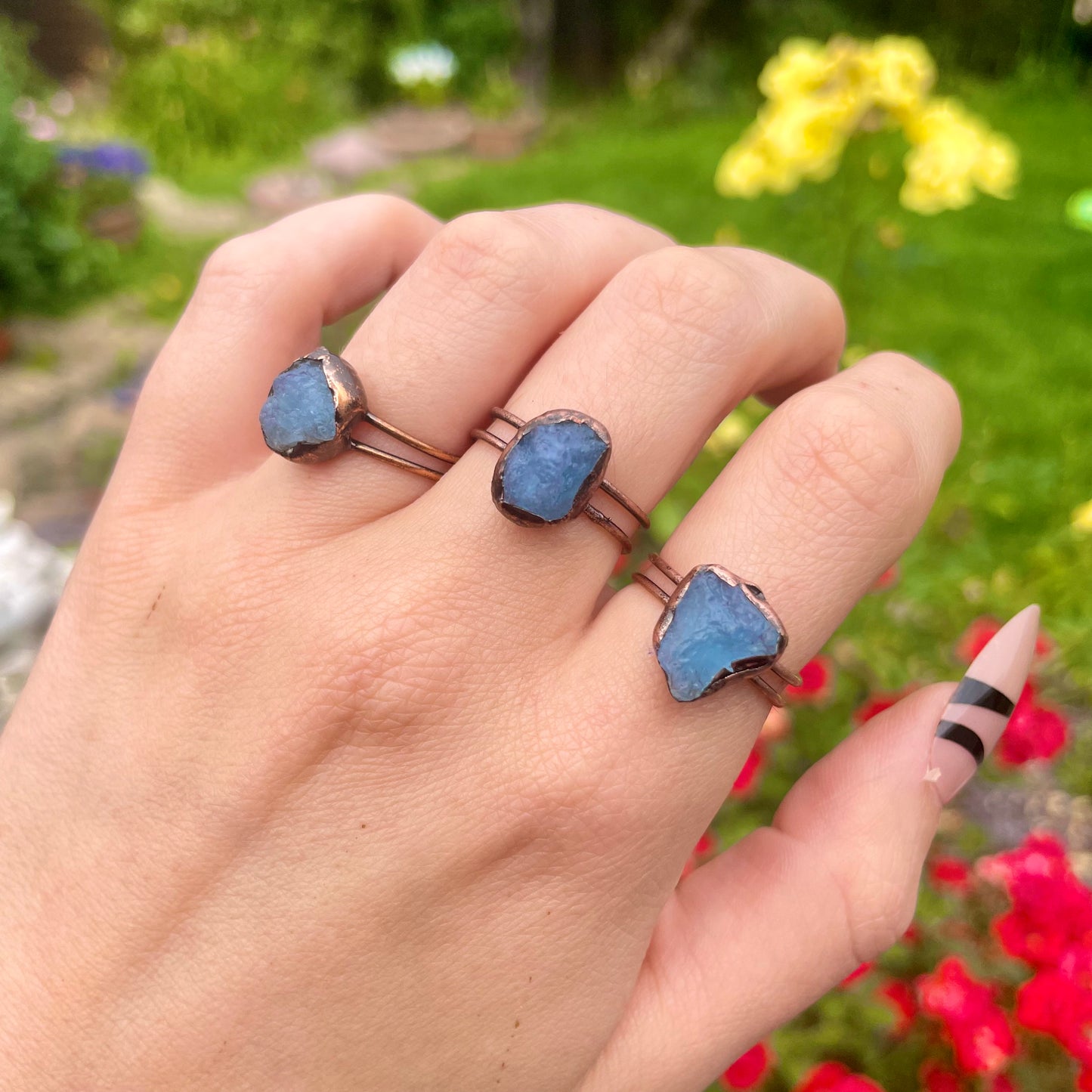 Aquamarine Raw Stone Antique Style Ring