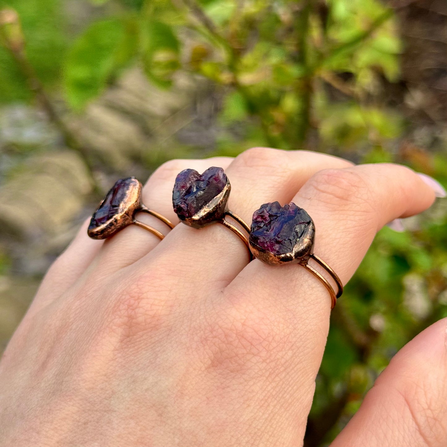 Red Garnet Vintage Style Adjustable Ring