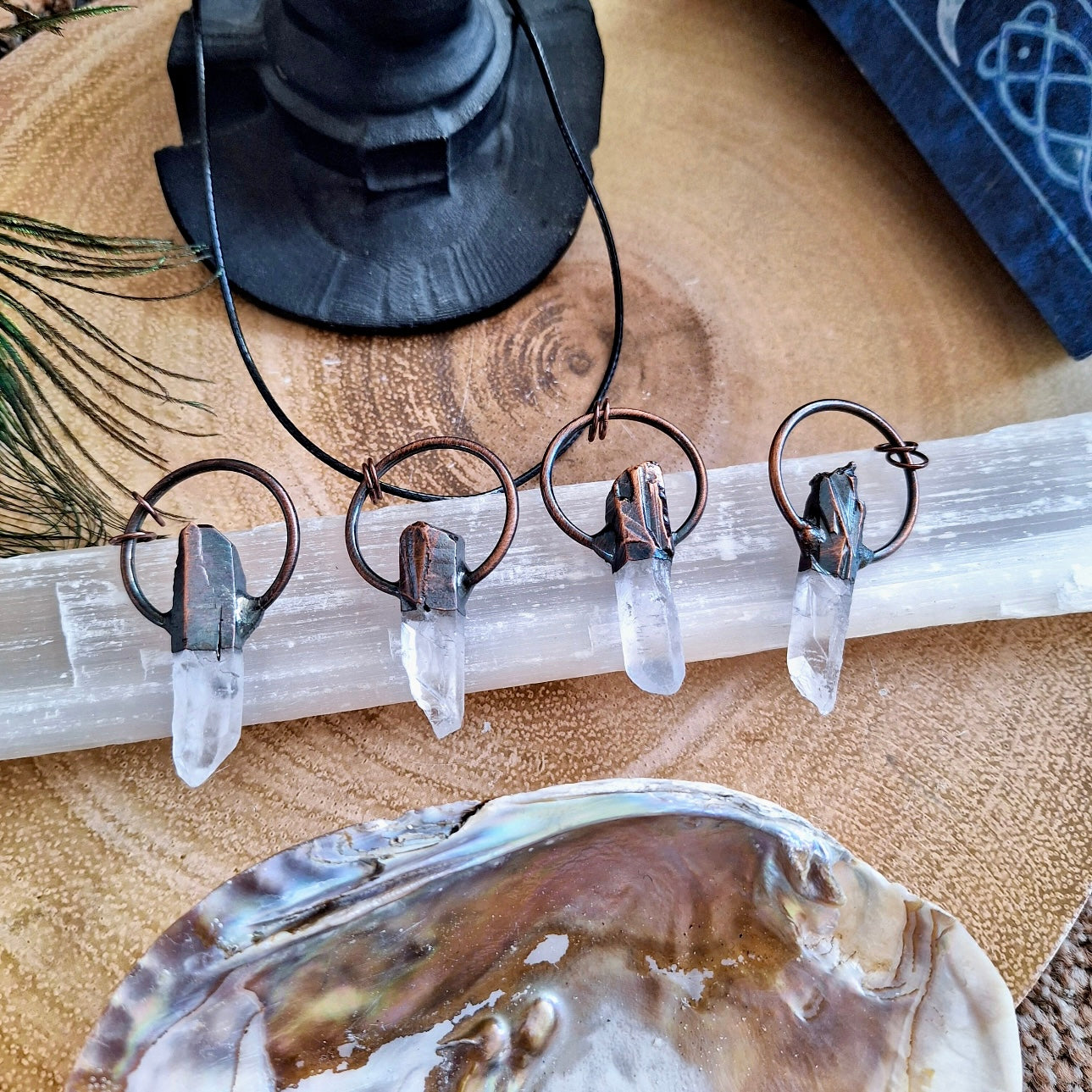 Raw Clear Quartz Antique Style Pendant