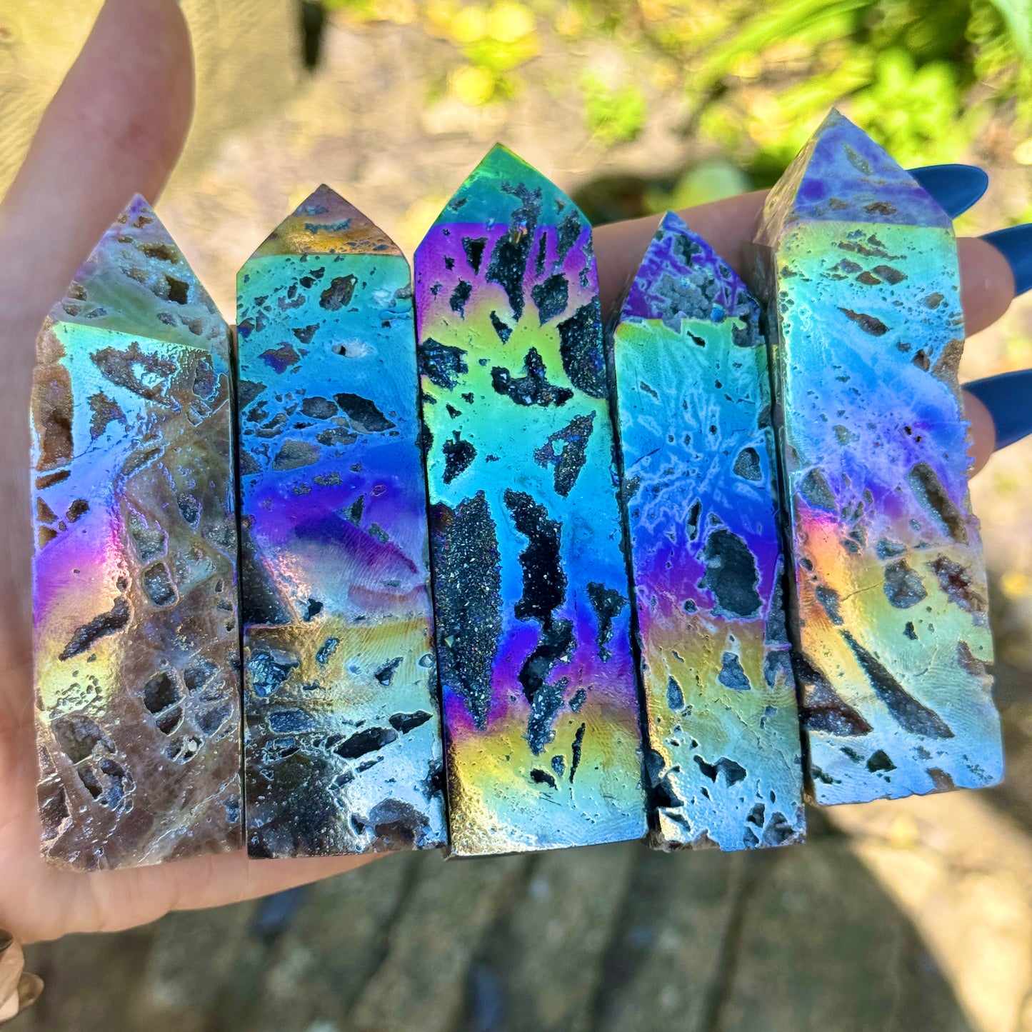 Sphalerite (with aura 🌈) Freeform Towers 9-10cm