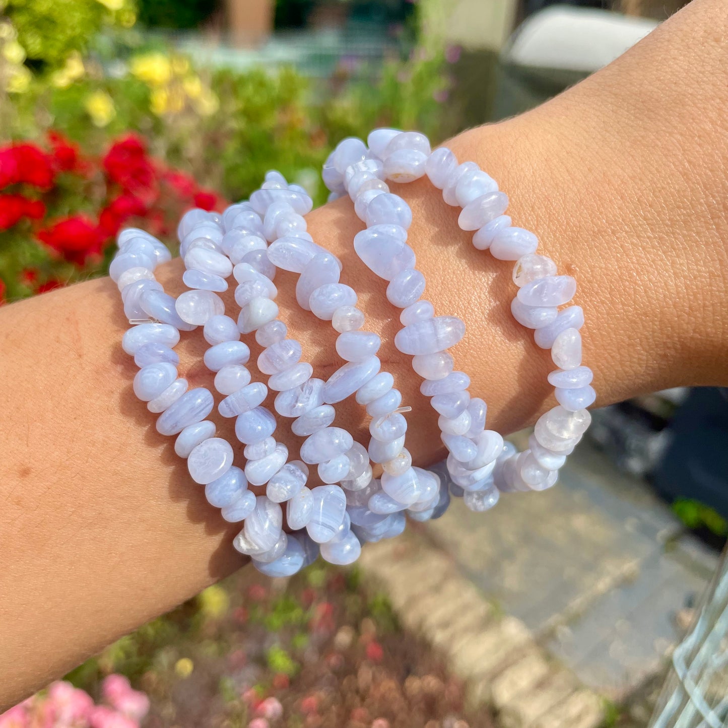 Blue Lace Agate Chip Bracelets