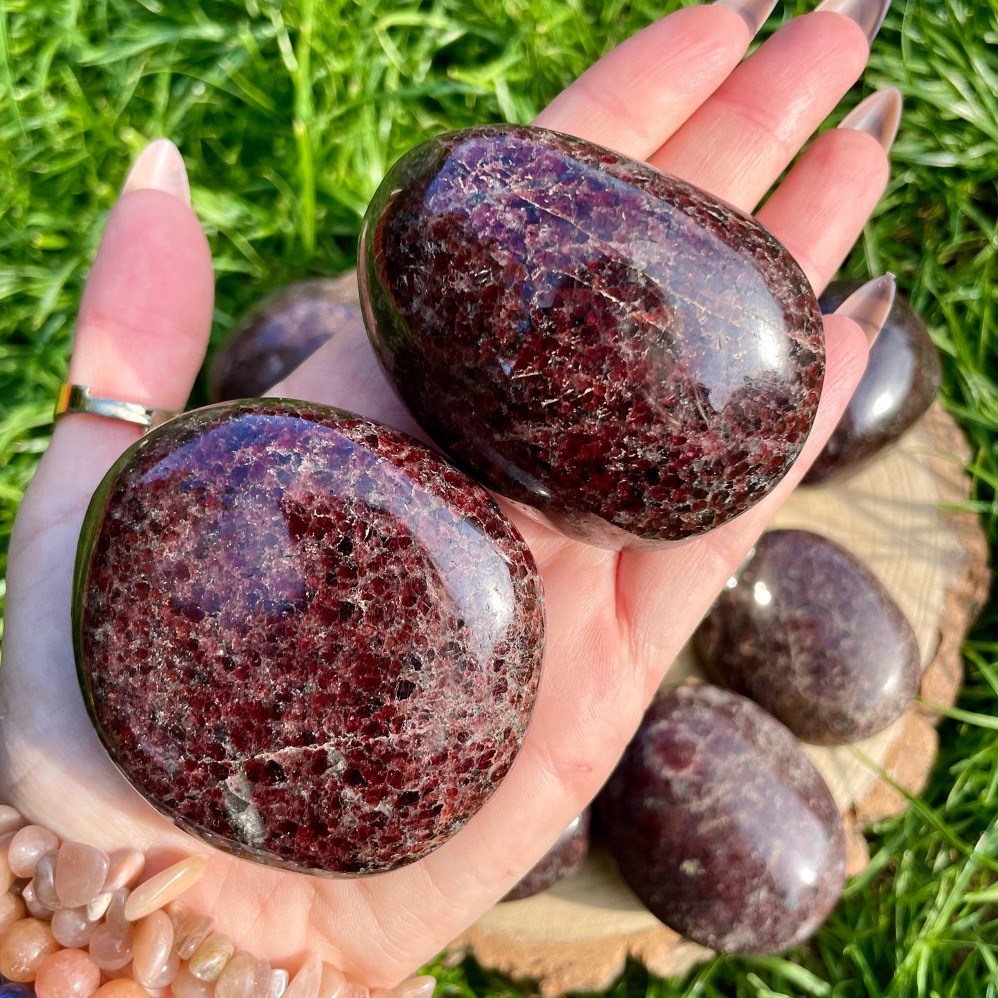 Red Almandine Garnet Large Irregular Shaped Palm Stones 6-7cm