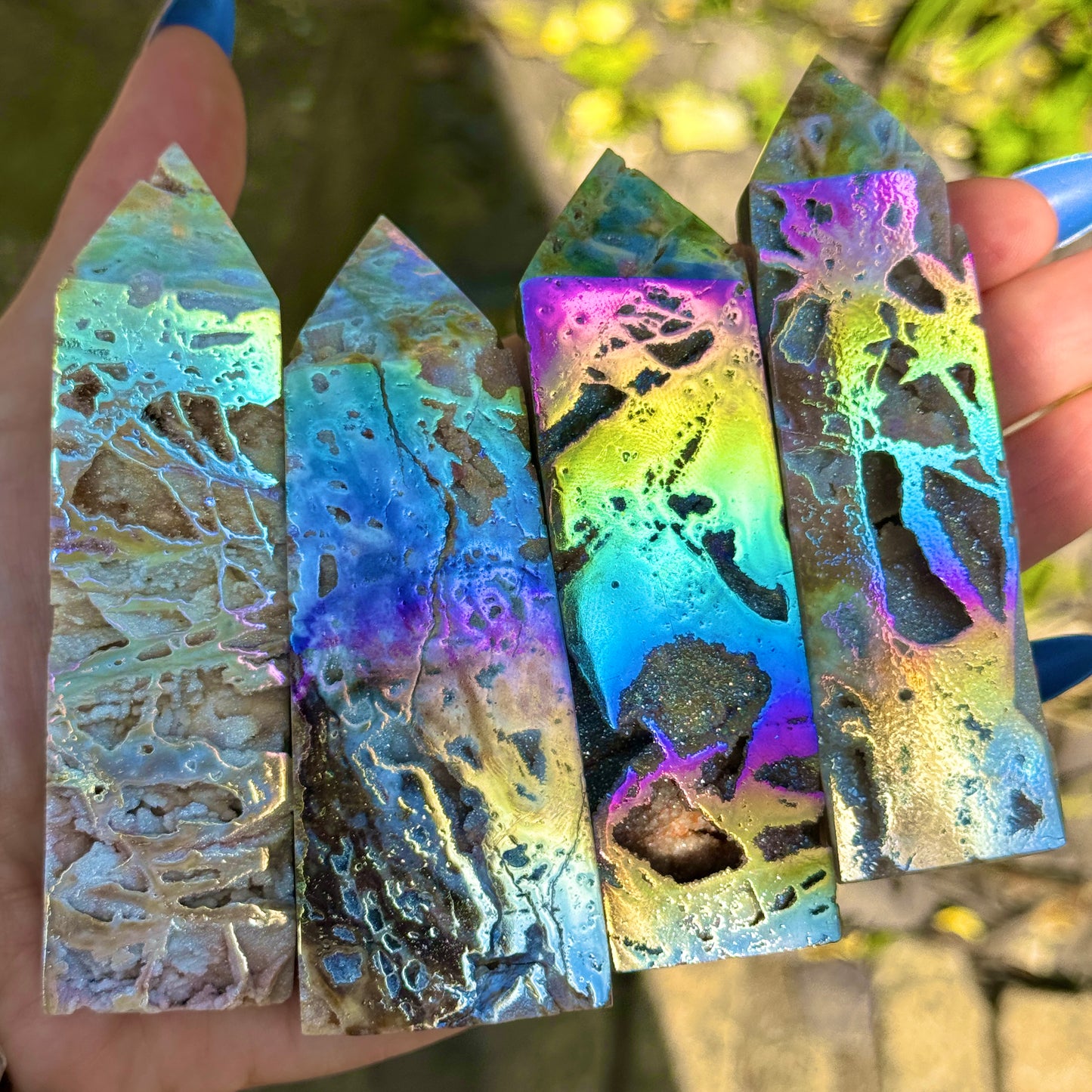 Sphalerite (with aura 🌈) Freeform Towers 9-10cm
