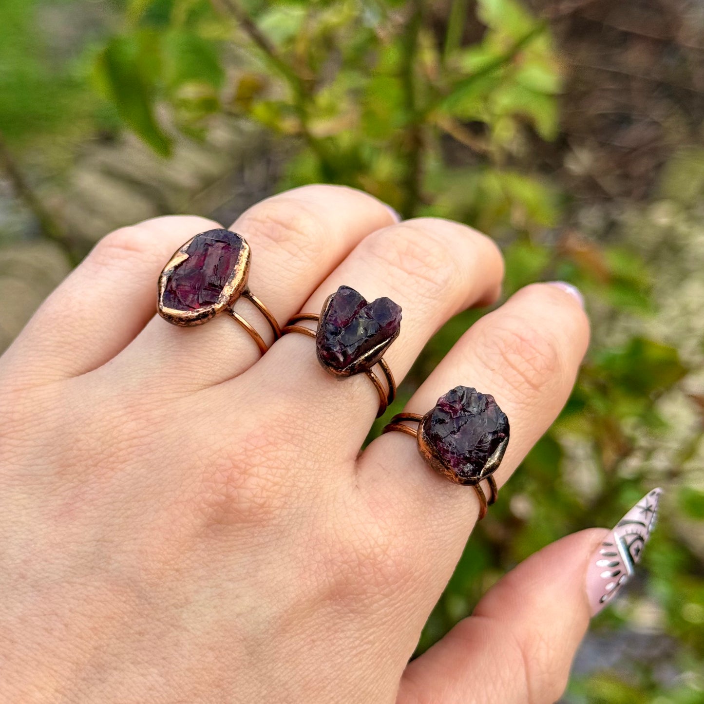 Red Garnet Vintage Style Adjustable Ring