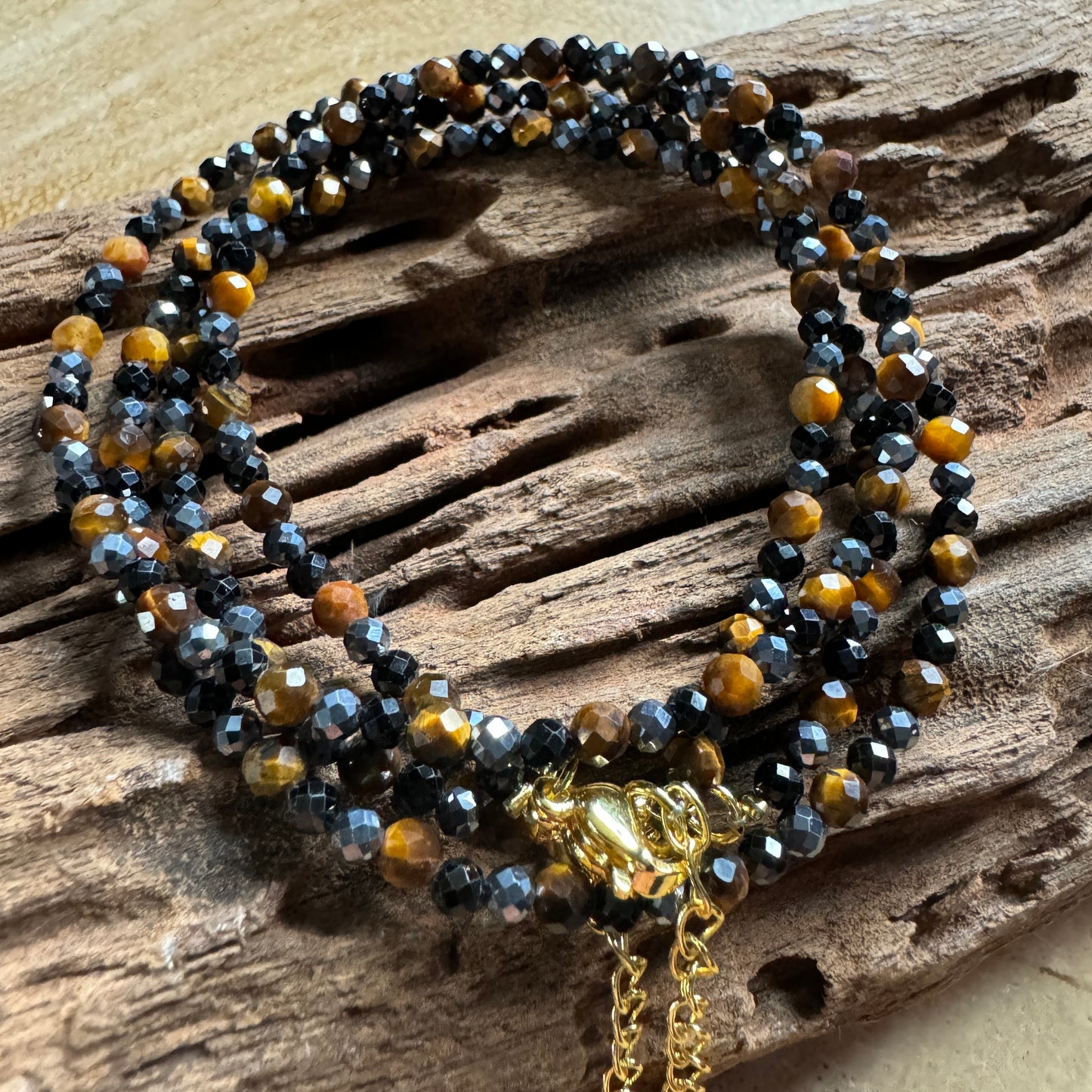 Ultimate Protection Choker Necklace - Tigers Eye, Hematite & Black Tourmaline