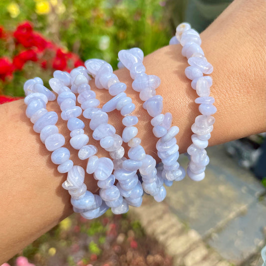 Blue Lace Agate Chip Bracelets