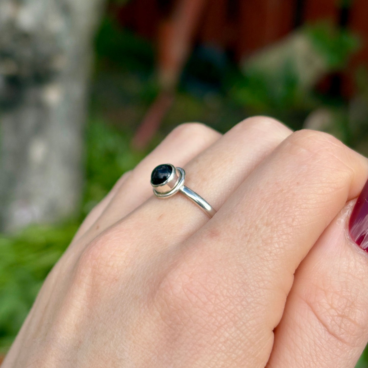 Black Tourmaline 925 Silver Ring (SIZE P/Q) - Dark Femme Collection