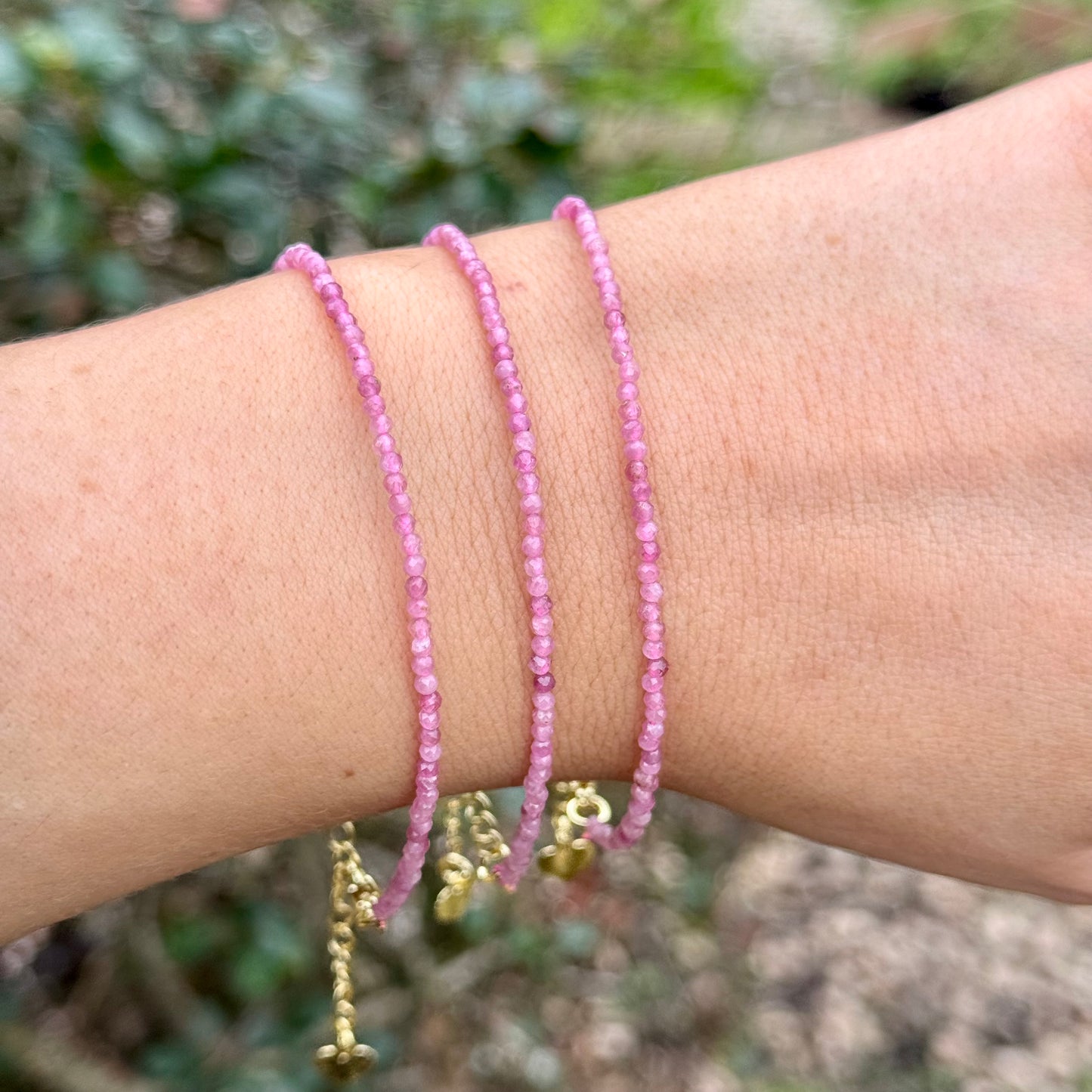Pink Tourmaline Minimalist Beaded Bracelet