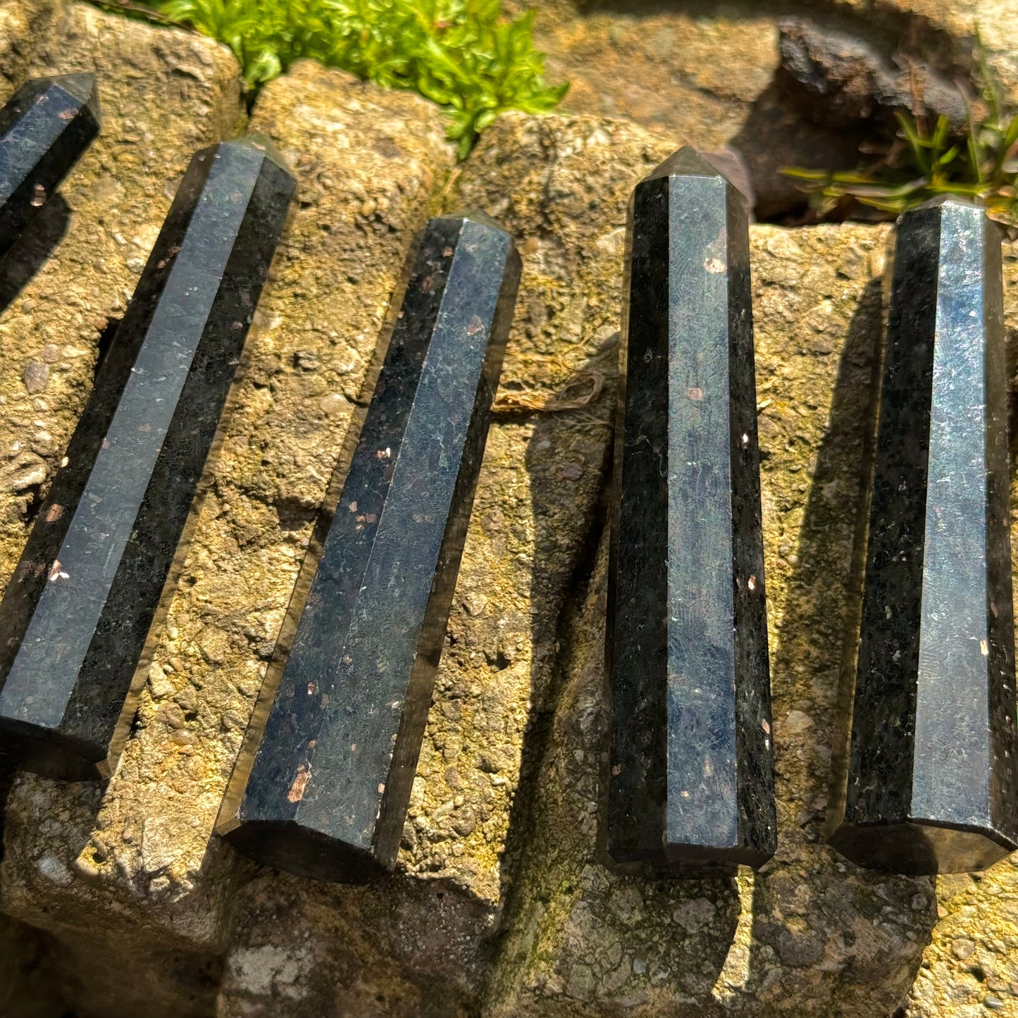 Coppernite (Indian Nuummite) 10cm Towers