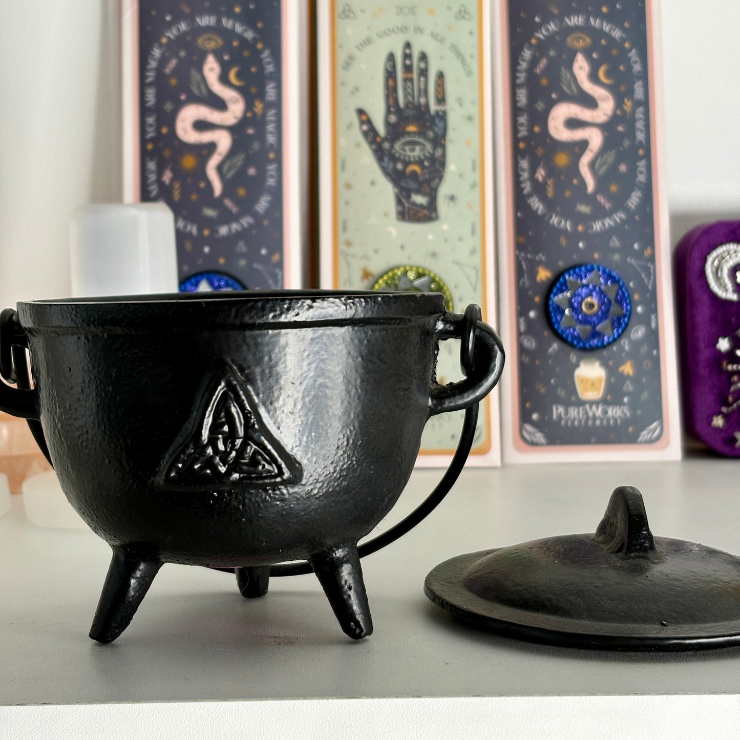 Large Cast Iron Triquetra Cauldron