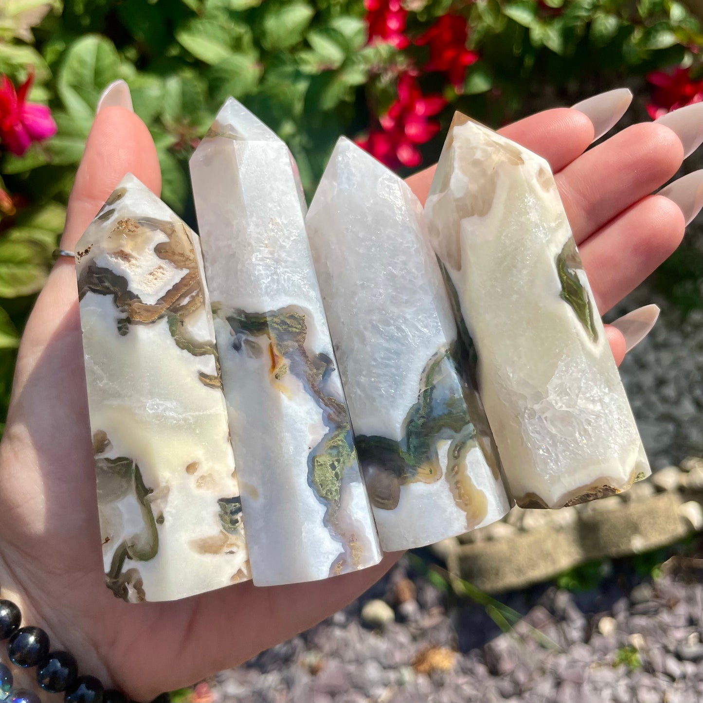 Moss Agate with Druzy Quartz Towers - choose your own!