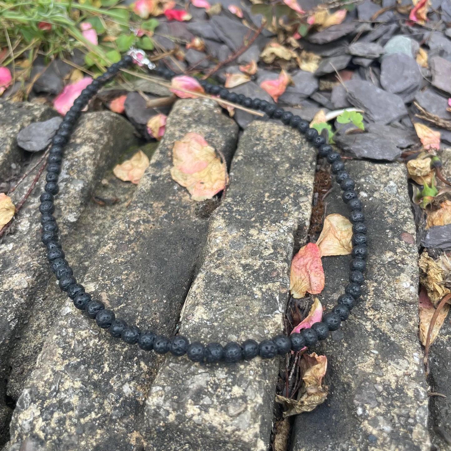Lava Stone Bead Choker Necklace