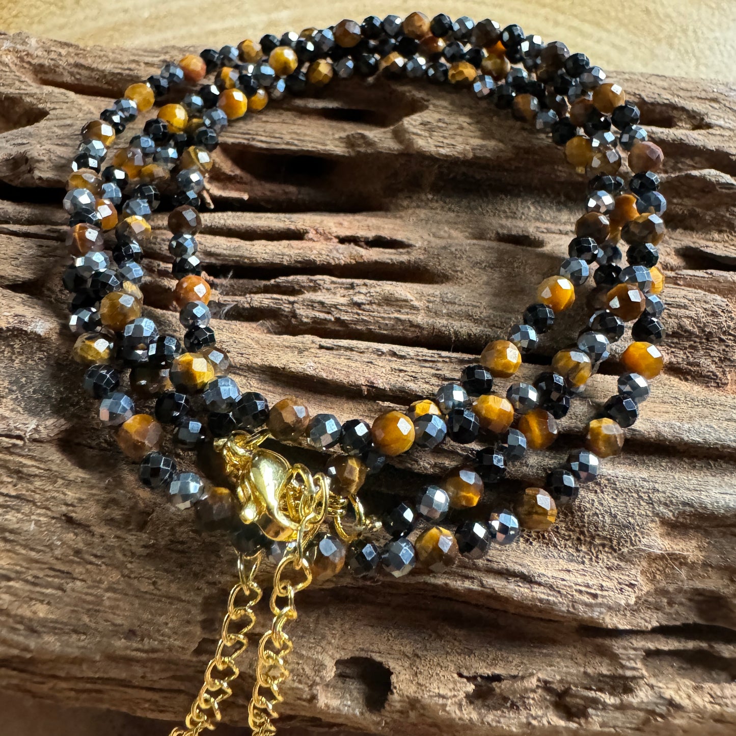 Ultimate Protection Choker Necklace - Tigers Eye, Hematite & Black Tourmaline