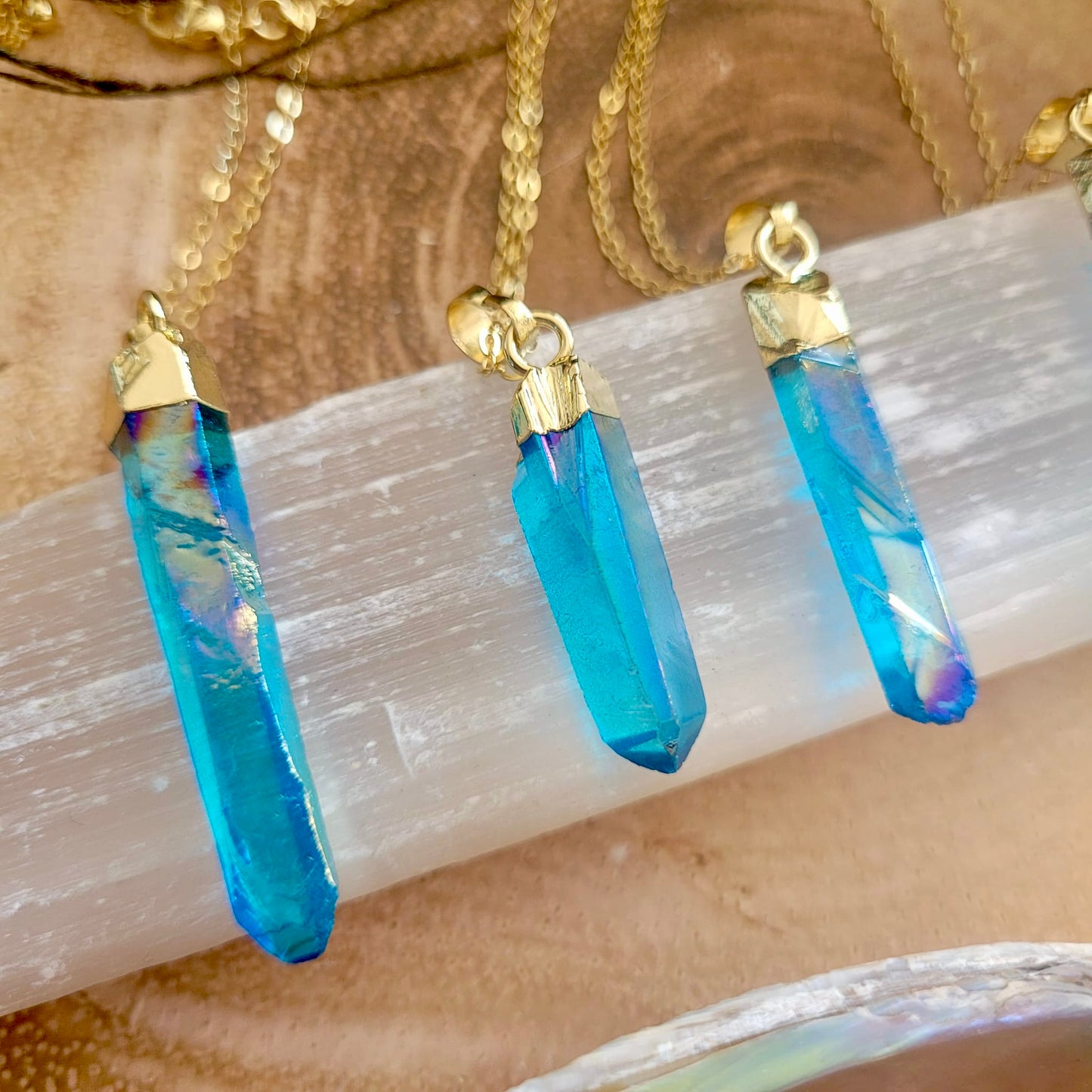 Aqua Aura Raw Point Necklace