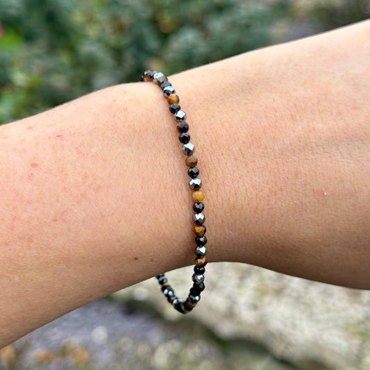 Ultimate Protection Minimalist Bracelet - Tigers Eye, Hematite & Black Tourmaline