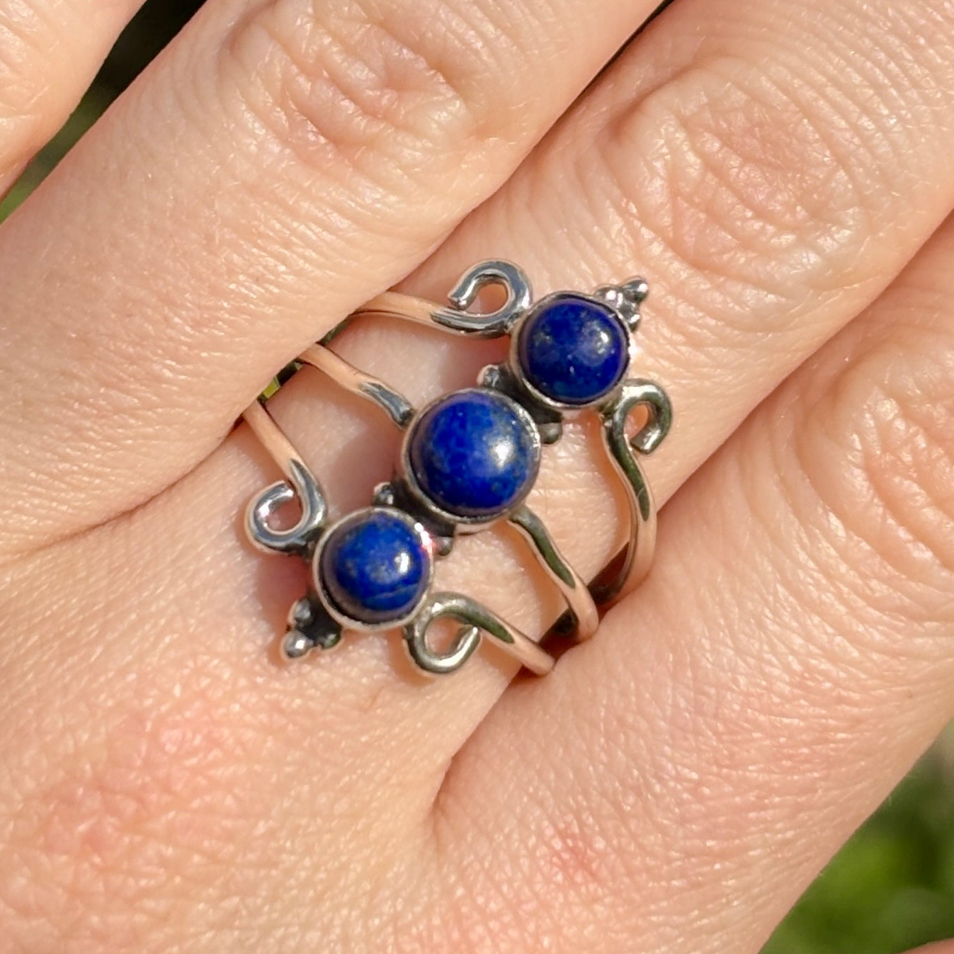 Lapis Lazuli 925 Silver Triple Ring (SIZE R/S) - Dark Femme Collection