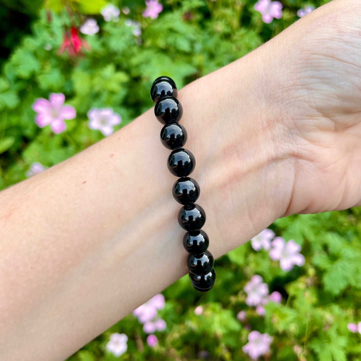 Black Tourmaline & Malachite Beaded Bracelet
