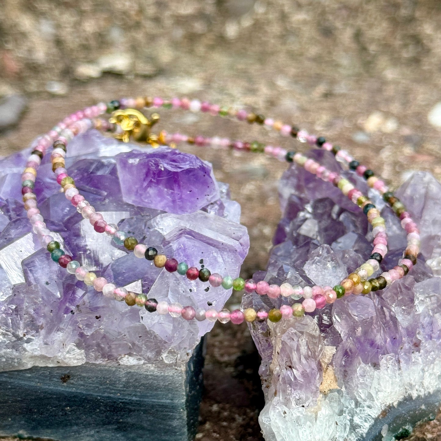 Mixed Tourmaline Beaded Choker Necklace