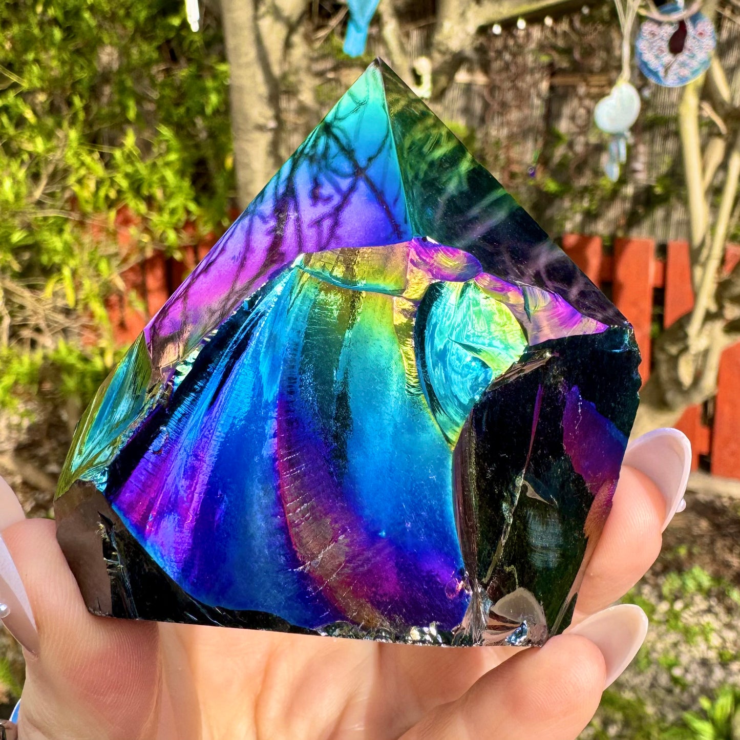 Black Obsidian Titanium Aura Half Polished Points 250-300g