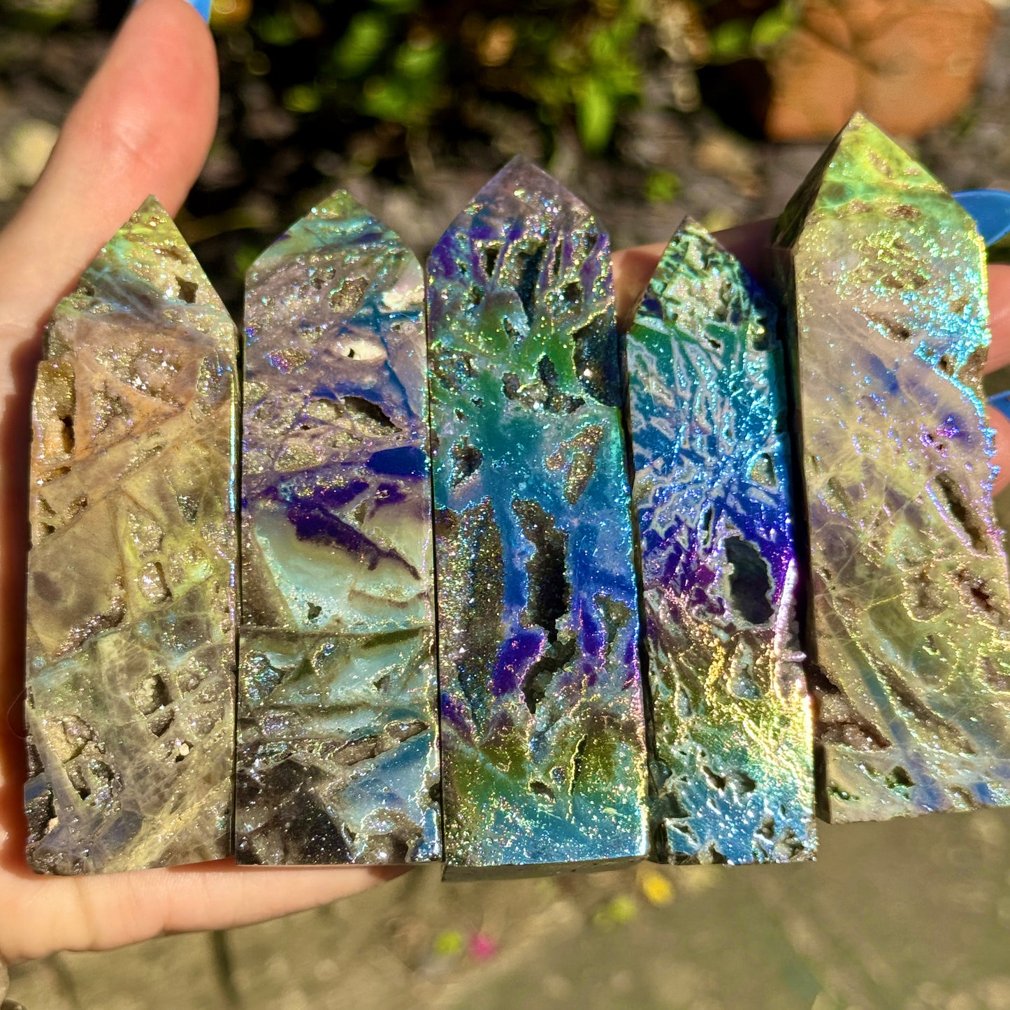 Sphalerite (with aura 🌈) Freeform Towers 9-10cm