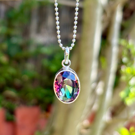 Mystic Topaz 925 Silver Pendant - Dark Femme Collection