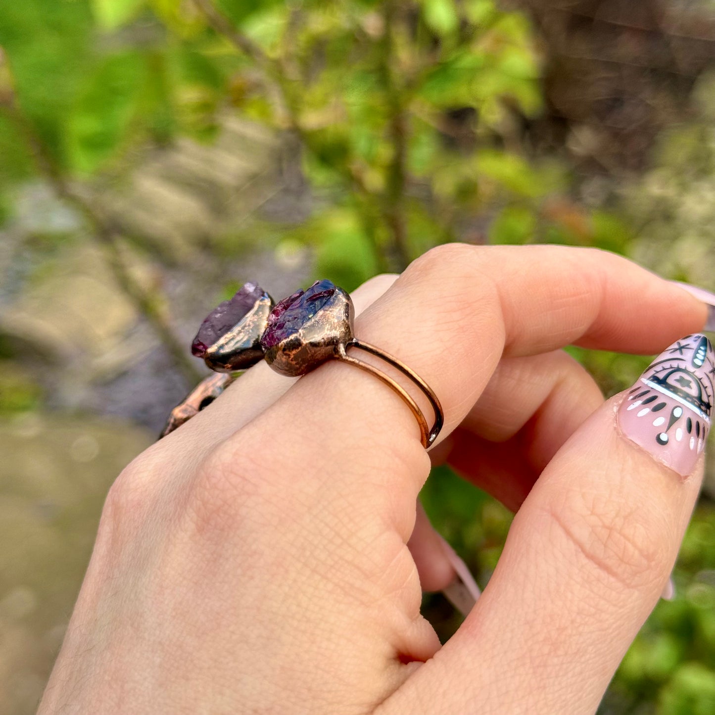 Red Garnet Vintage Style Adjustable Ring