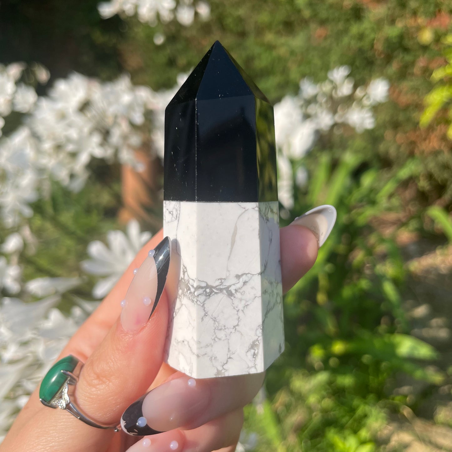 Yin Yang Black Obsidian/Howlite Towers