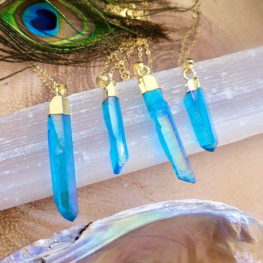 Aqua Aura Raw Point Necklace