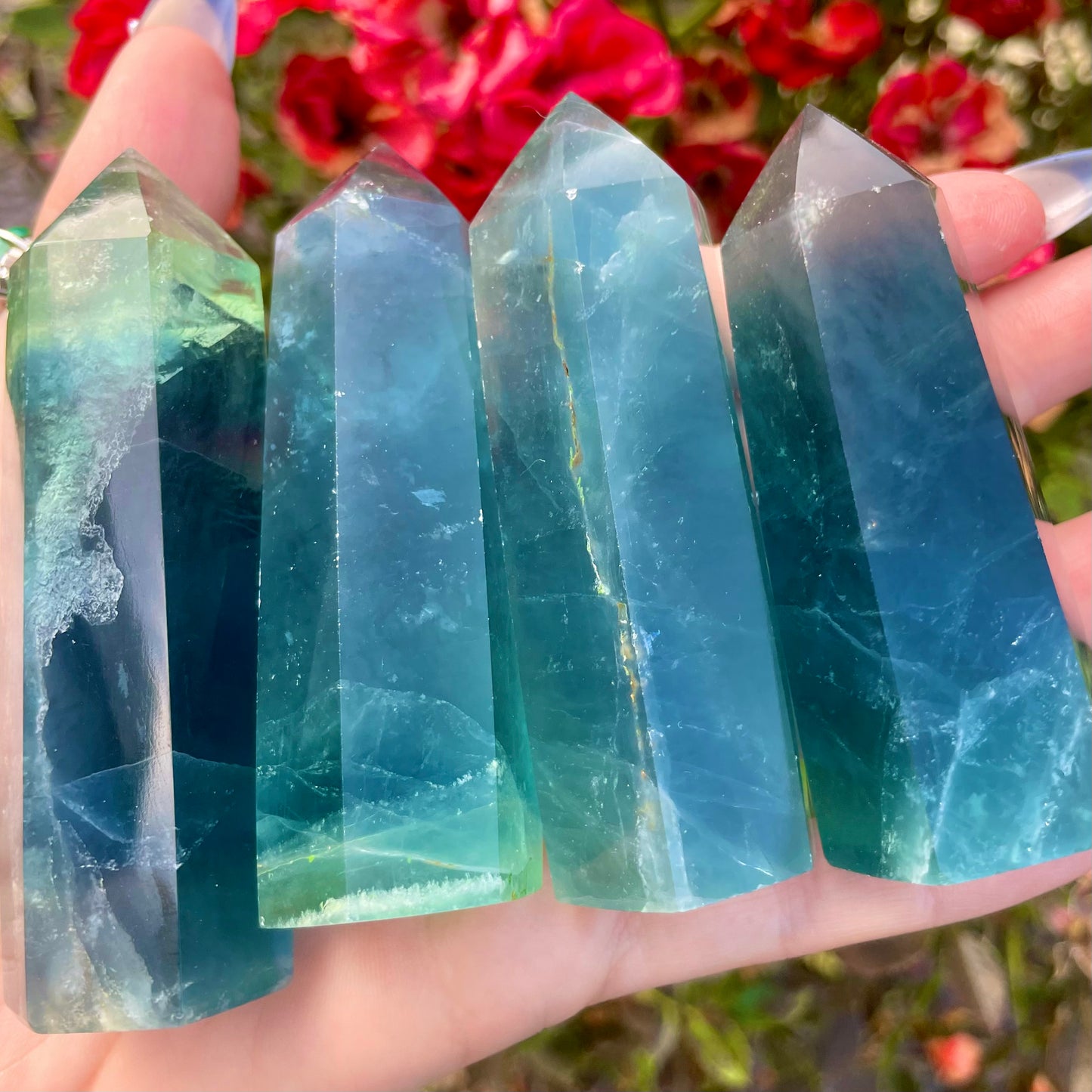 Vivid Blue Fluorite Towers 6-7cm