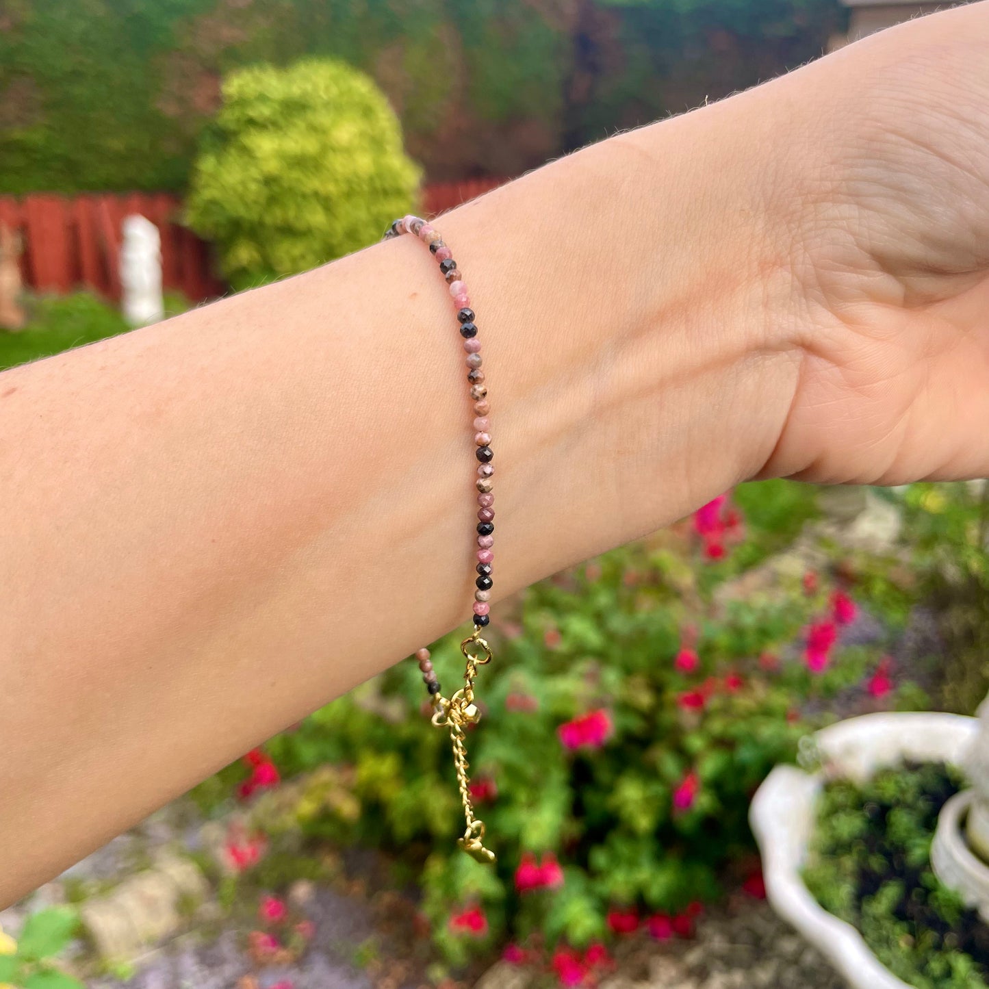 Rhodonite Minimalist Bracelet 🩷🖤