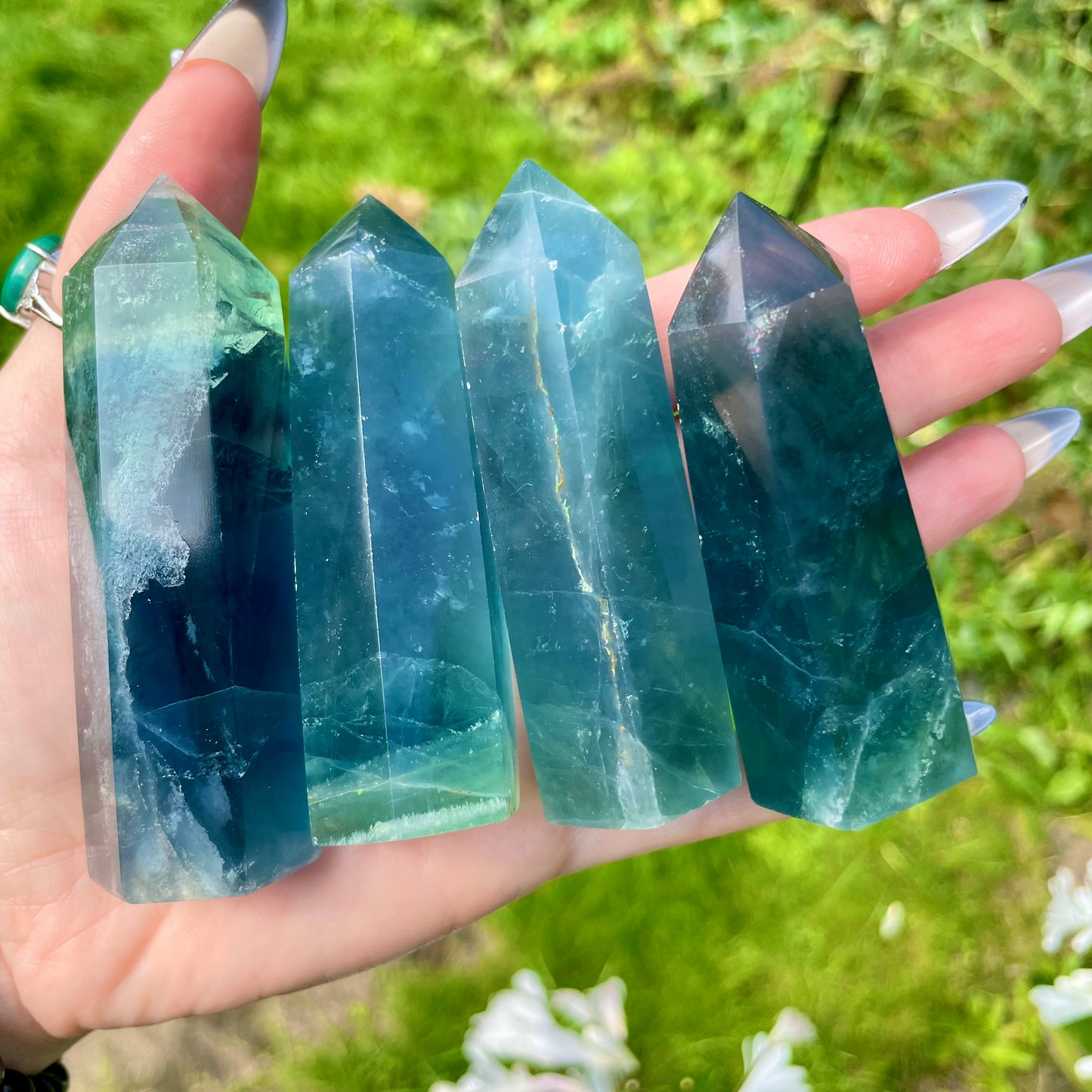 Vivid Blue Fluorite Towers 6-7cm