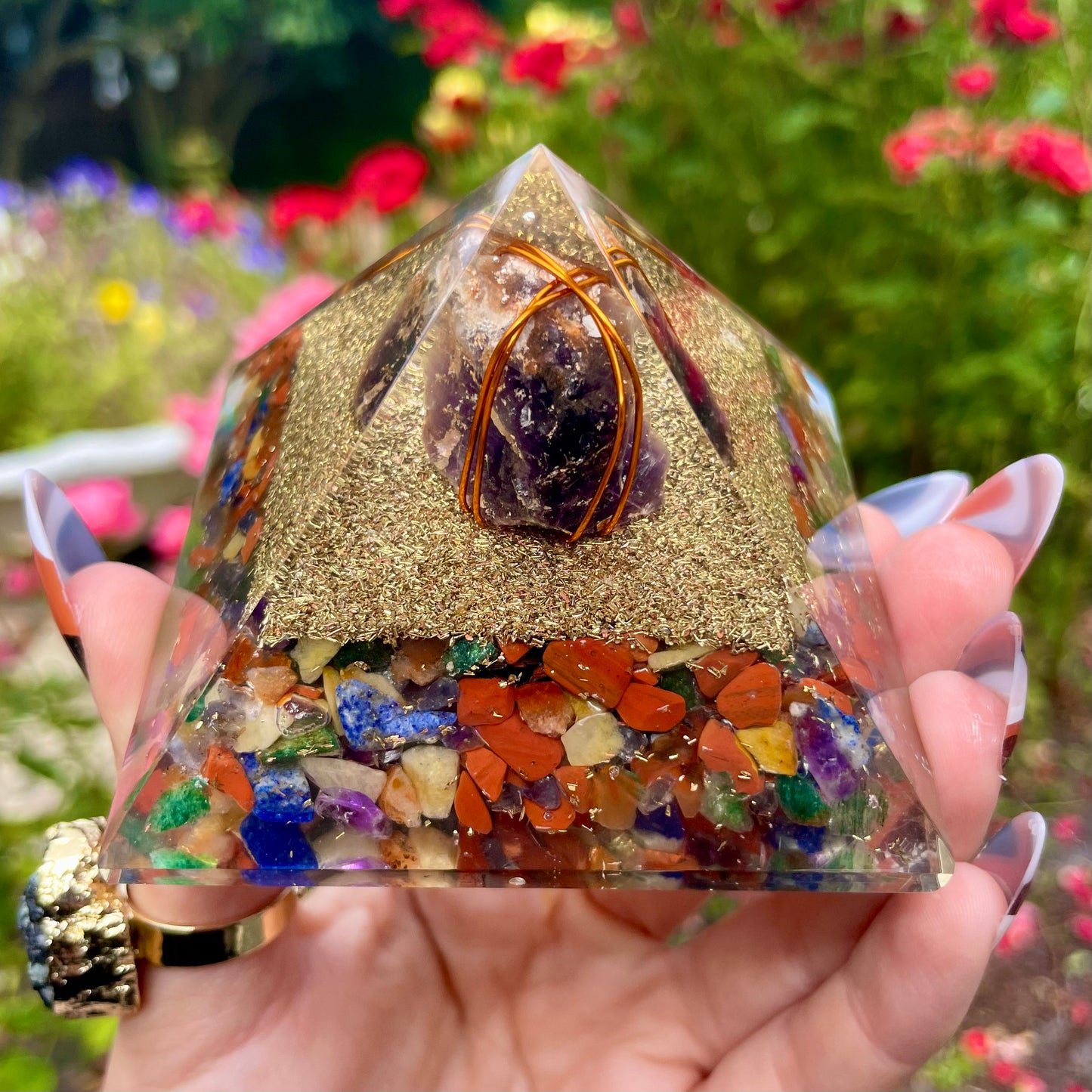 Amethyst Chakra Orgonite Pyramid