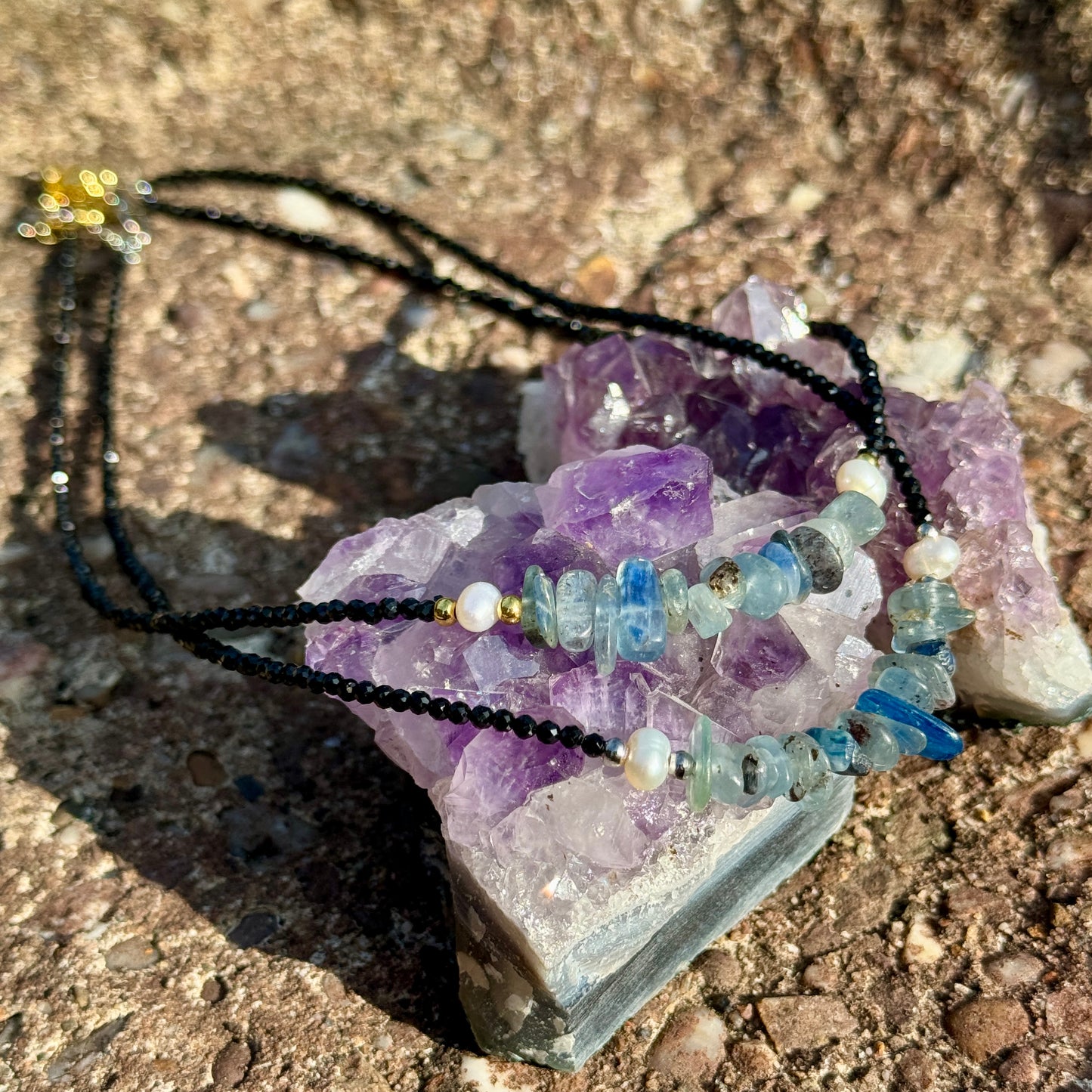 Black Tourmaline and Kyanite Choker Necklace