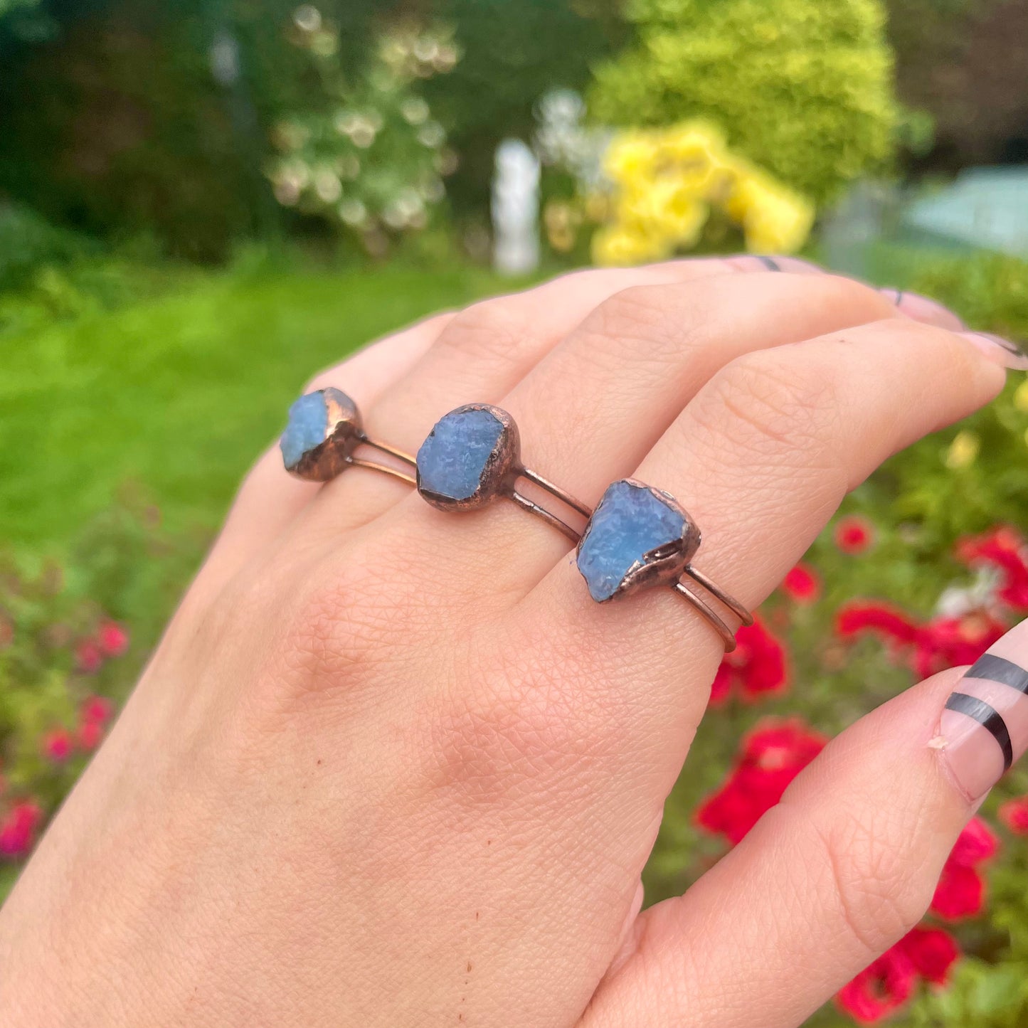 Aquamarine Raw Stone Antique Style Ring