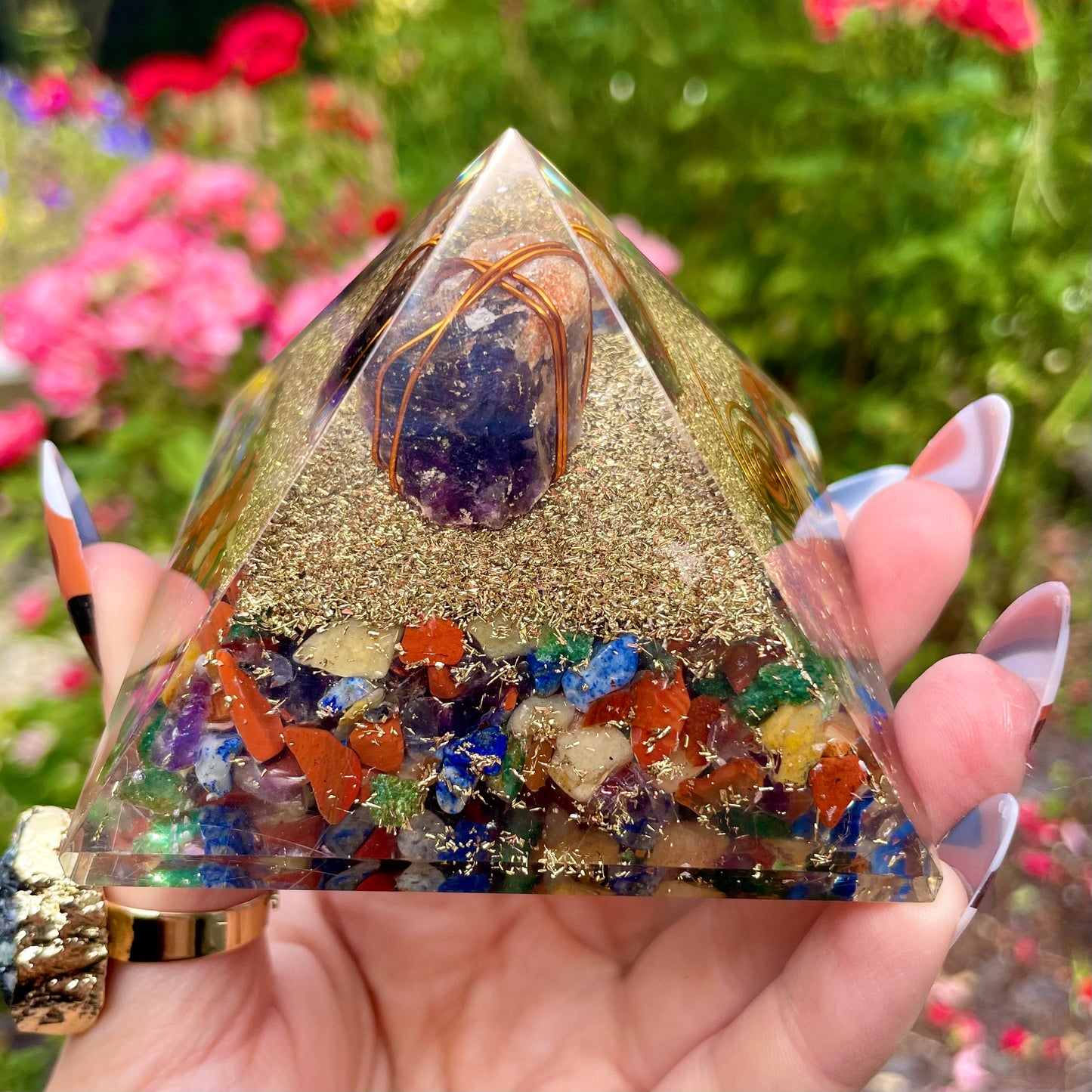 Amethyst Chakra Orgonite Pyramid