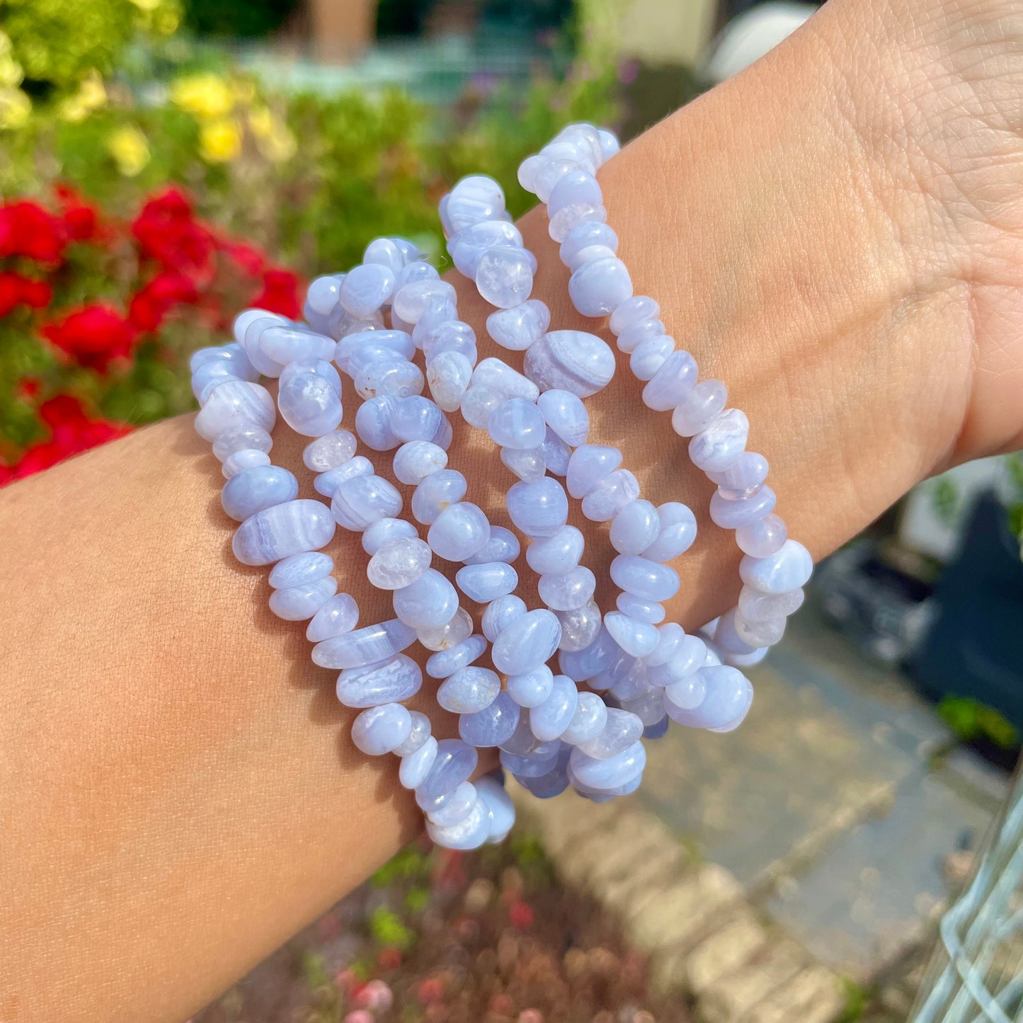 Blue Lace Agate Chip Bracelets
