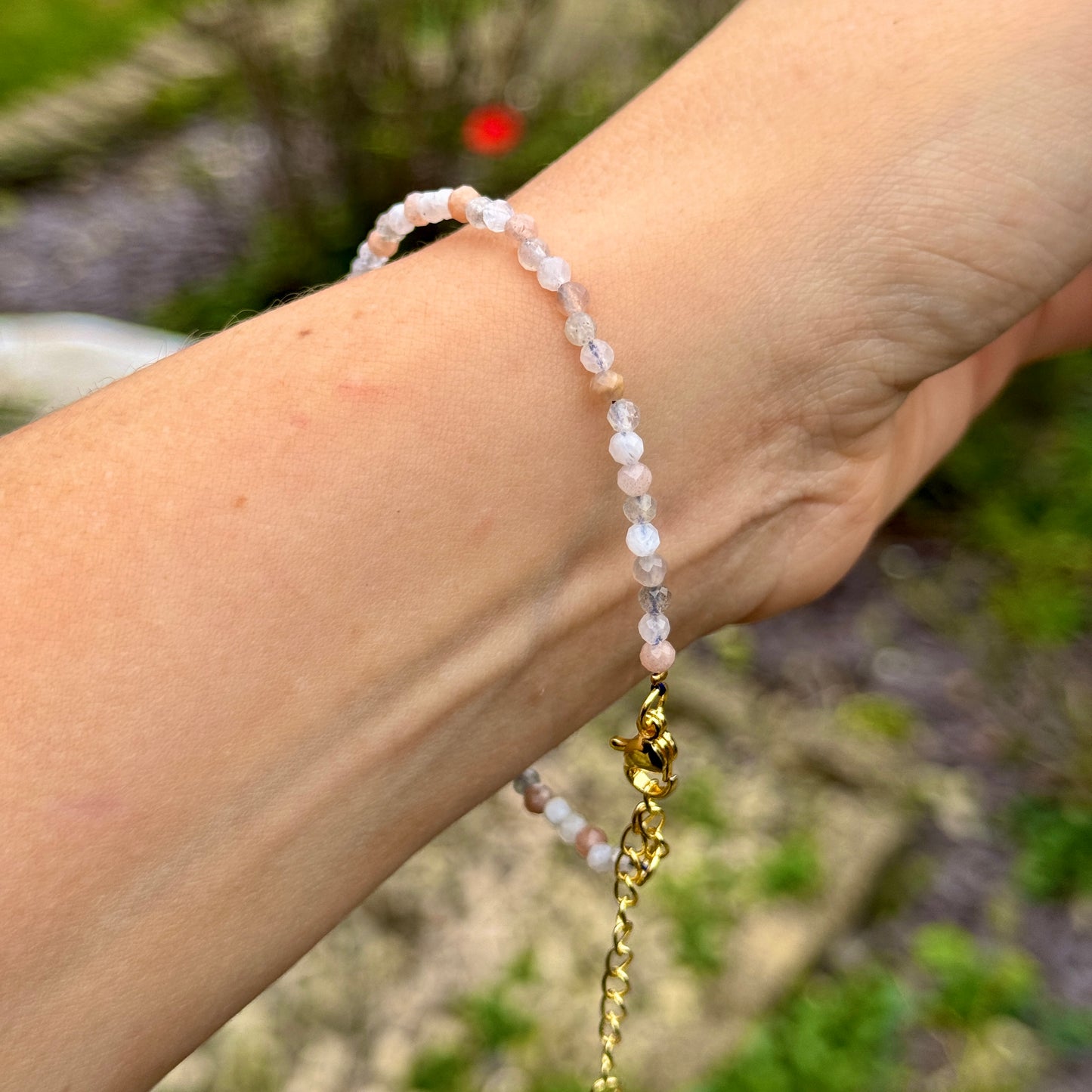 Labradorite, Moonstone & Sunstone Minimalist Bracelet