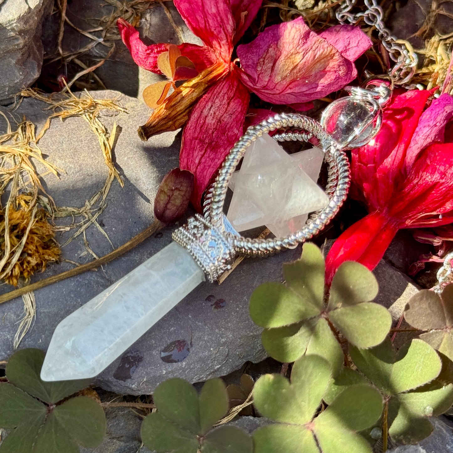 Clear Quartz Merkaba Star and Point Pendulum 🤍💎💫