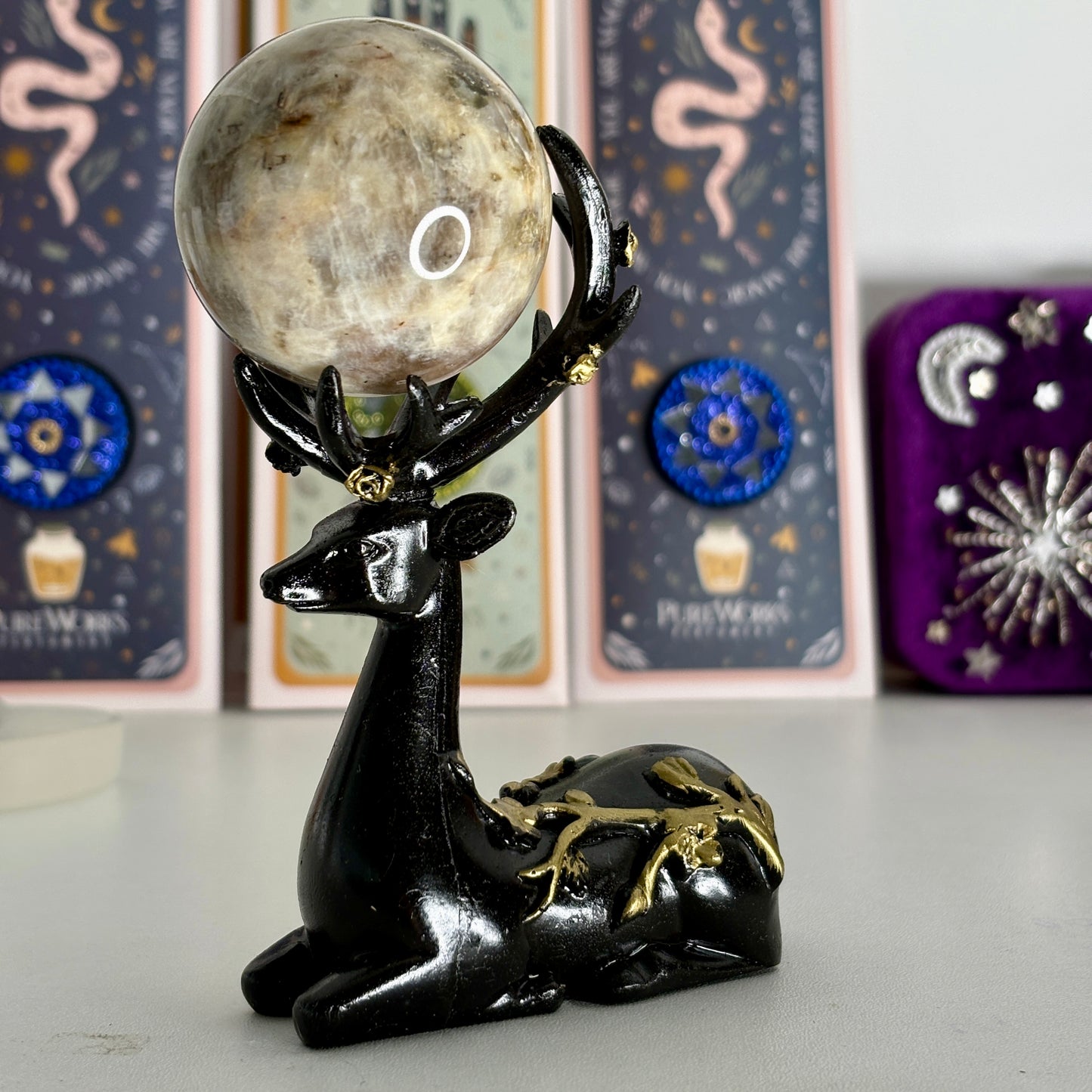 Black Deer Sphere Holder Decoration