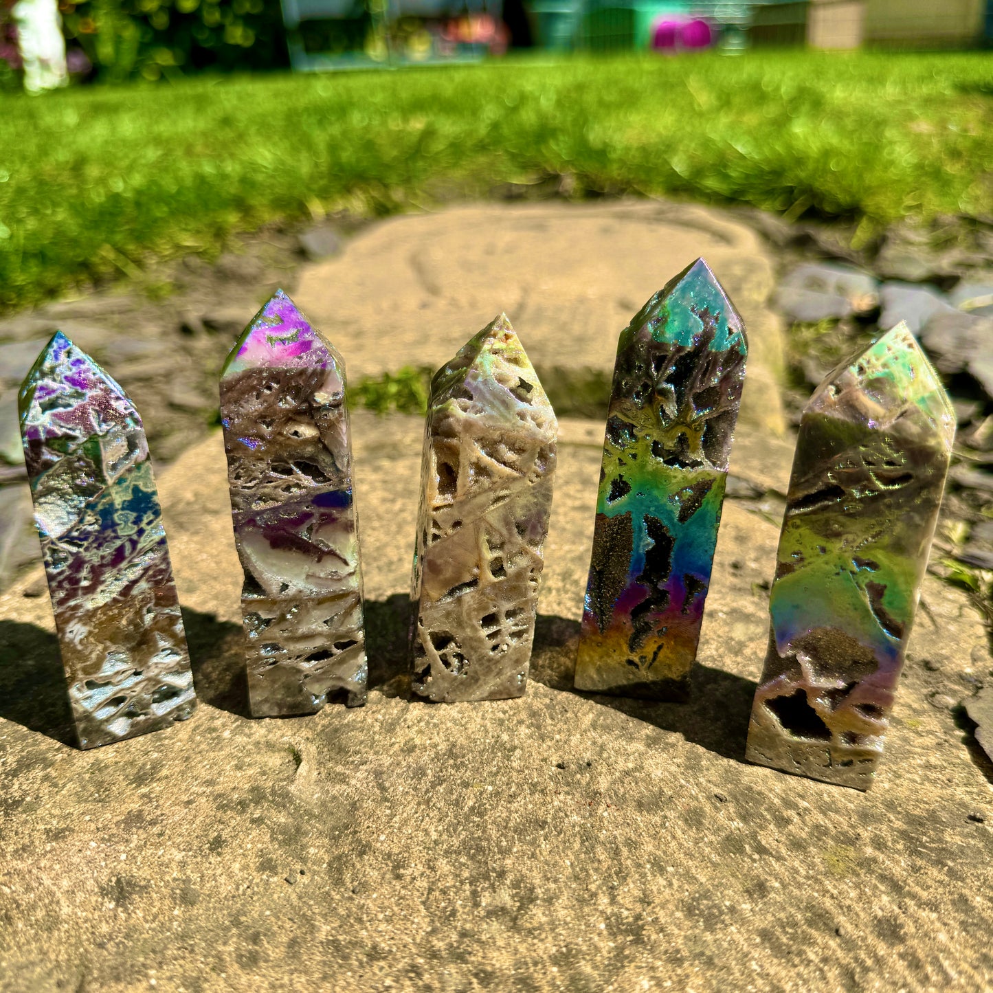 Sphalerite (with aura 🌈) Freeform Towers 9-10cm