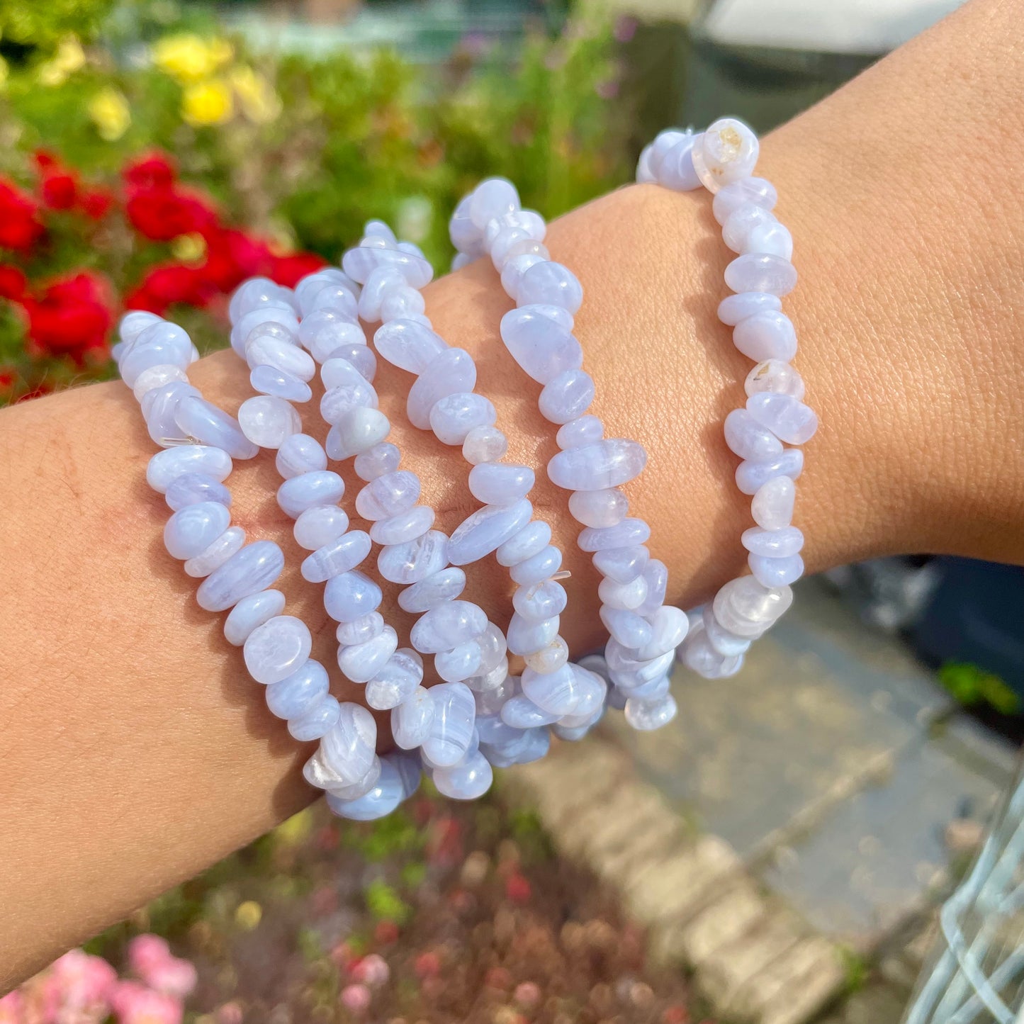 Blue Lace Agate Chip Bracelets