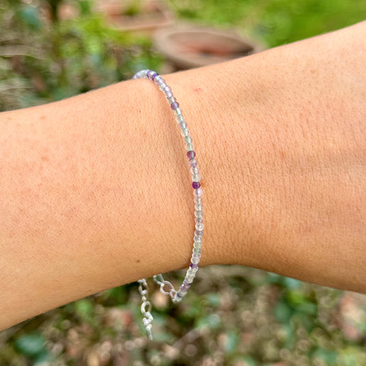 Rainbow Fluorite Minimalist Beaded Bracelet