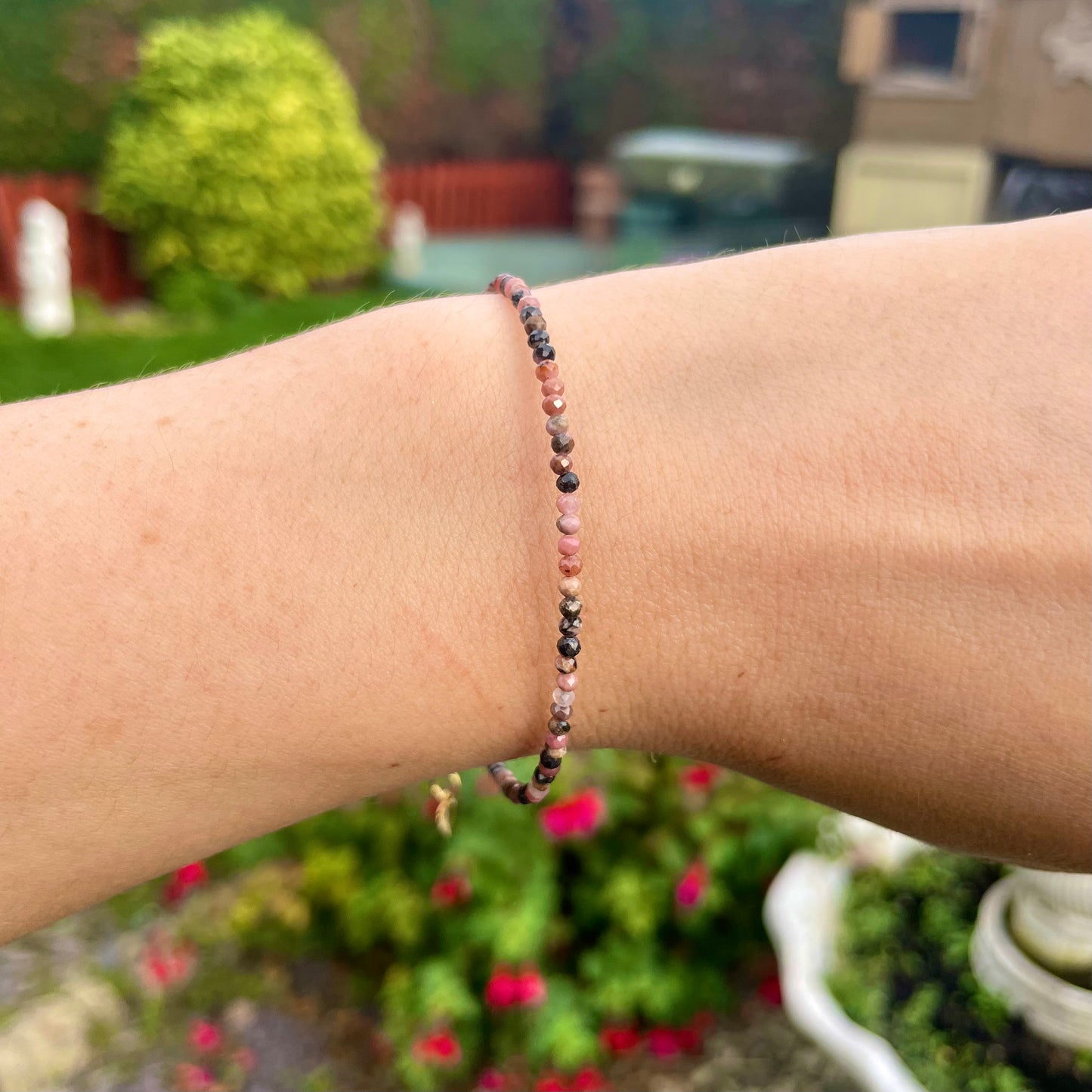Rhodonite Minimalist Bracelet 🩷🖤