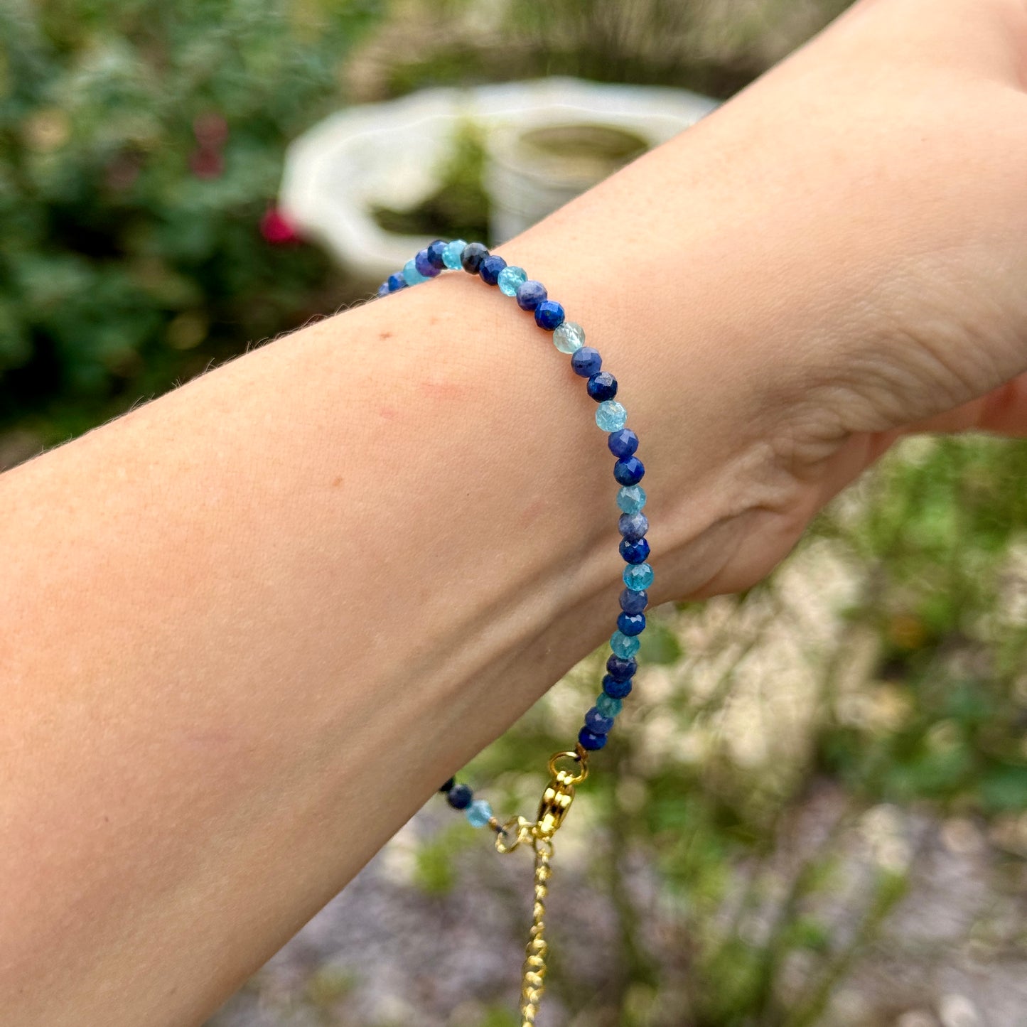 Throat Chakra Minimalist Bracelet - Apatite, Lapis Lazuli & Sodalite