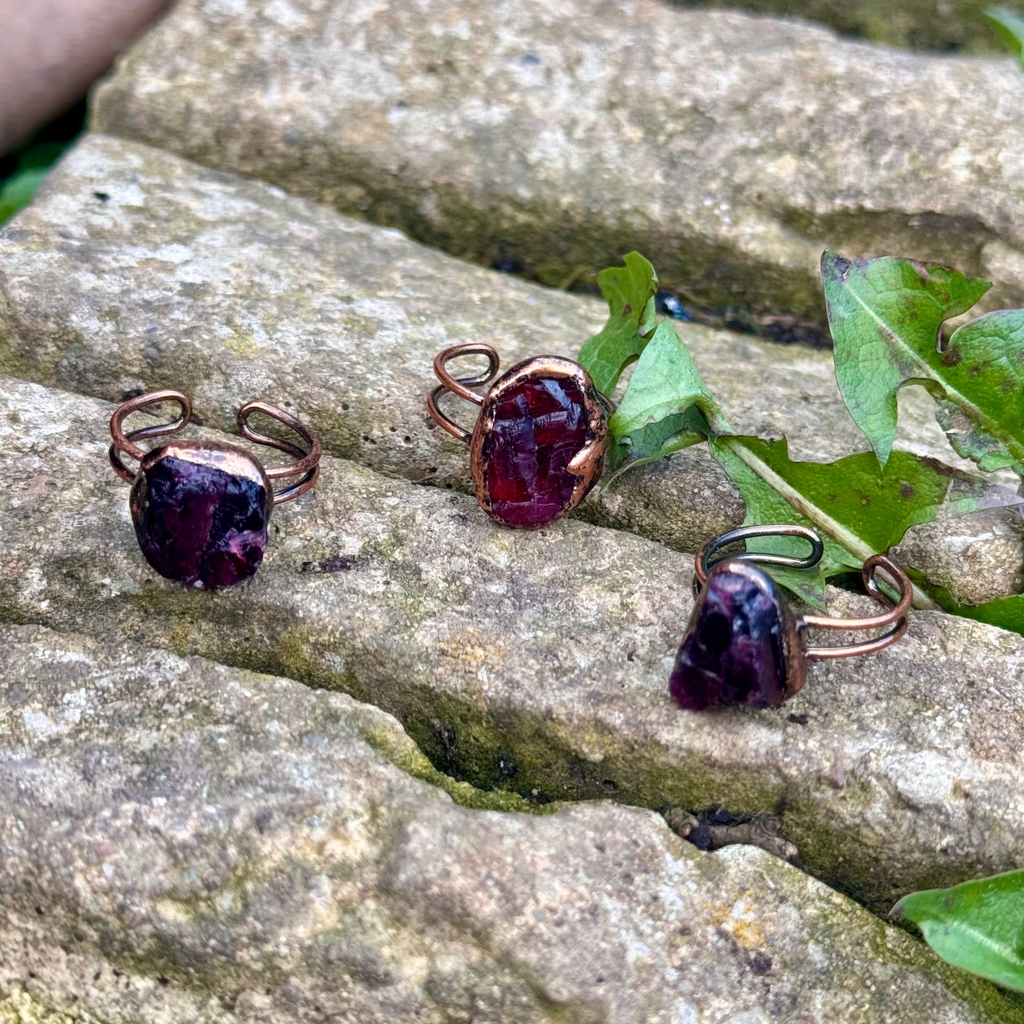 Red Garnet Vintage Style Adjustable Ring